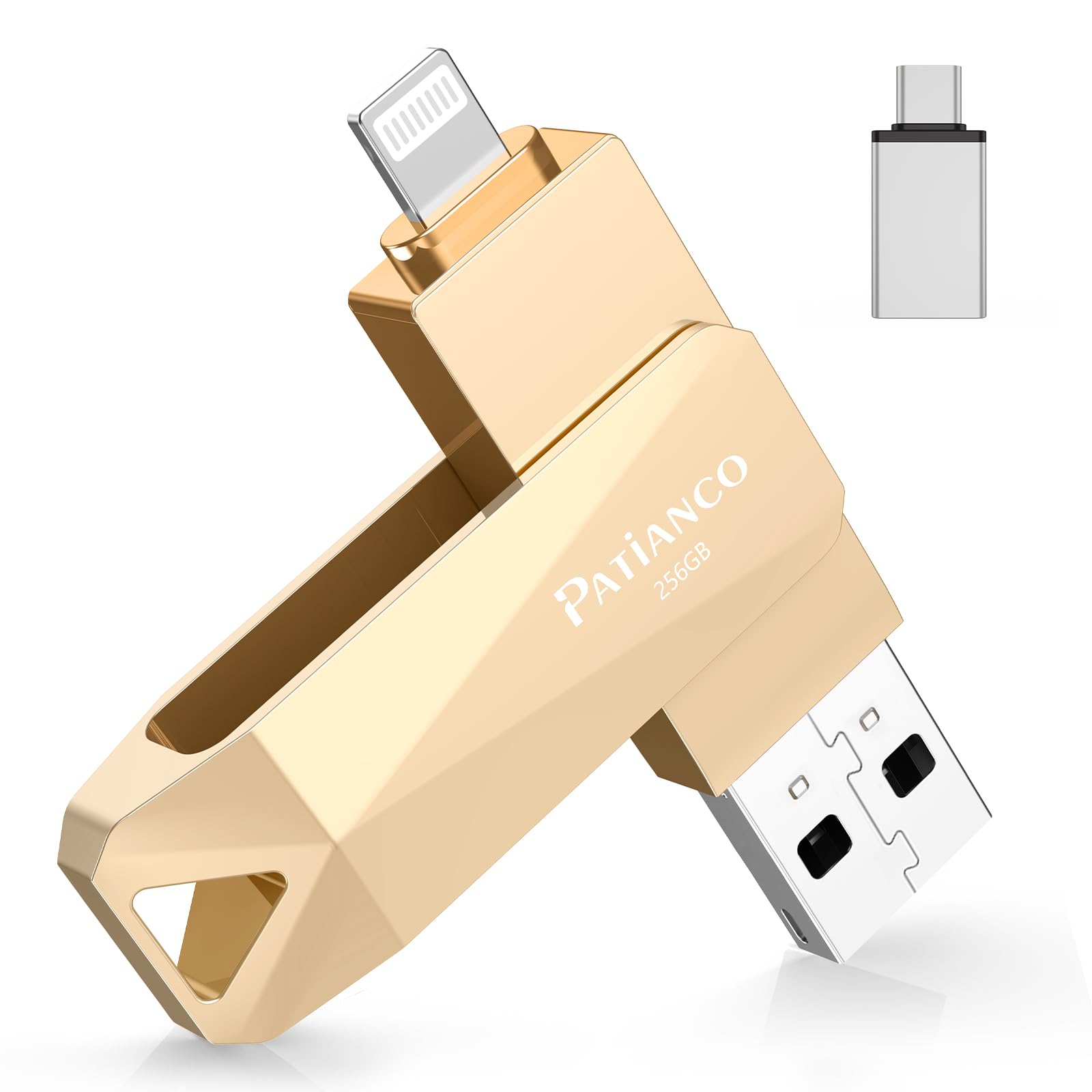 Patianco Chiavetta USB MFi Certified 256GB, Oro