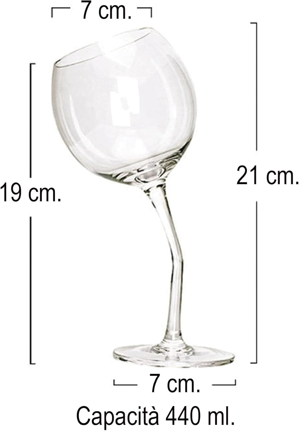 Bombo Bicchiere in Vetro Calice Storto 440ml - immagine 4