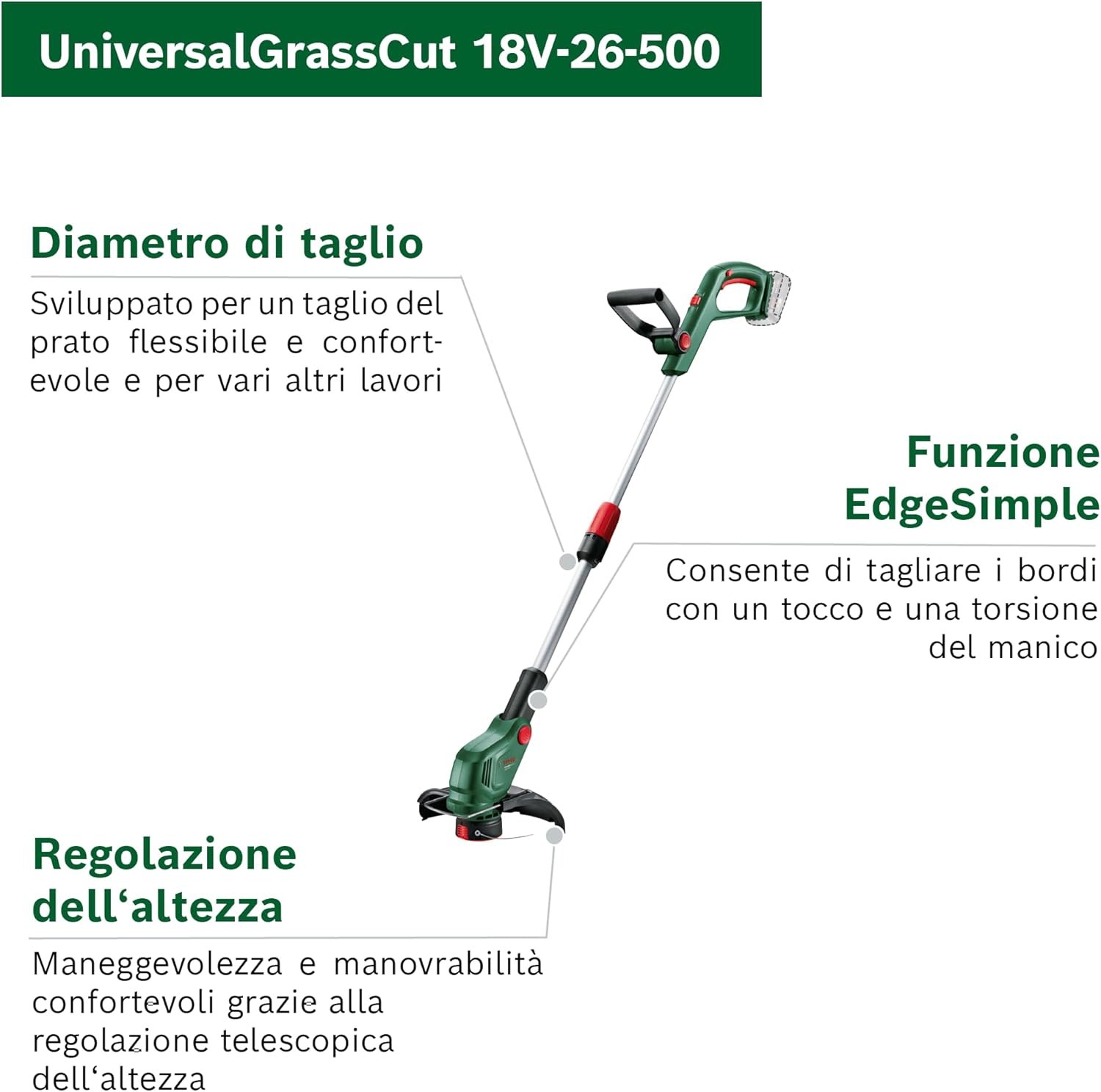 Bosch Tagliabordi a Batteria UniversalGrassCut 18V-26-500 - immagine 2