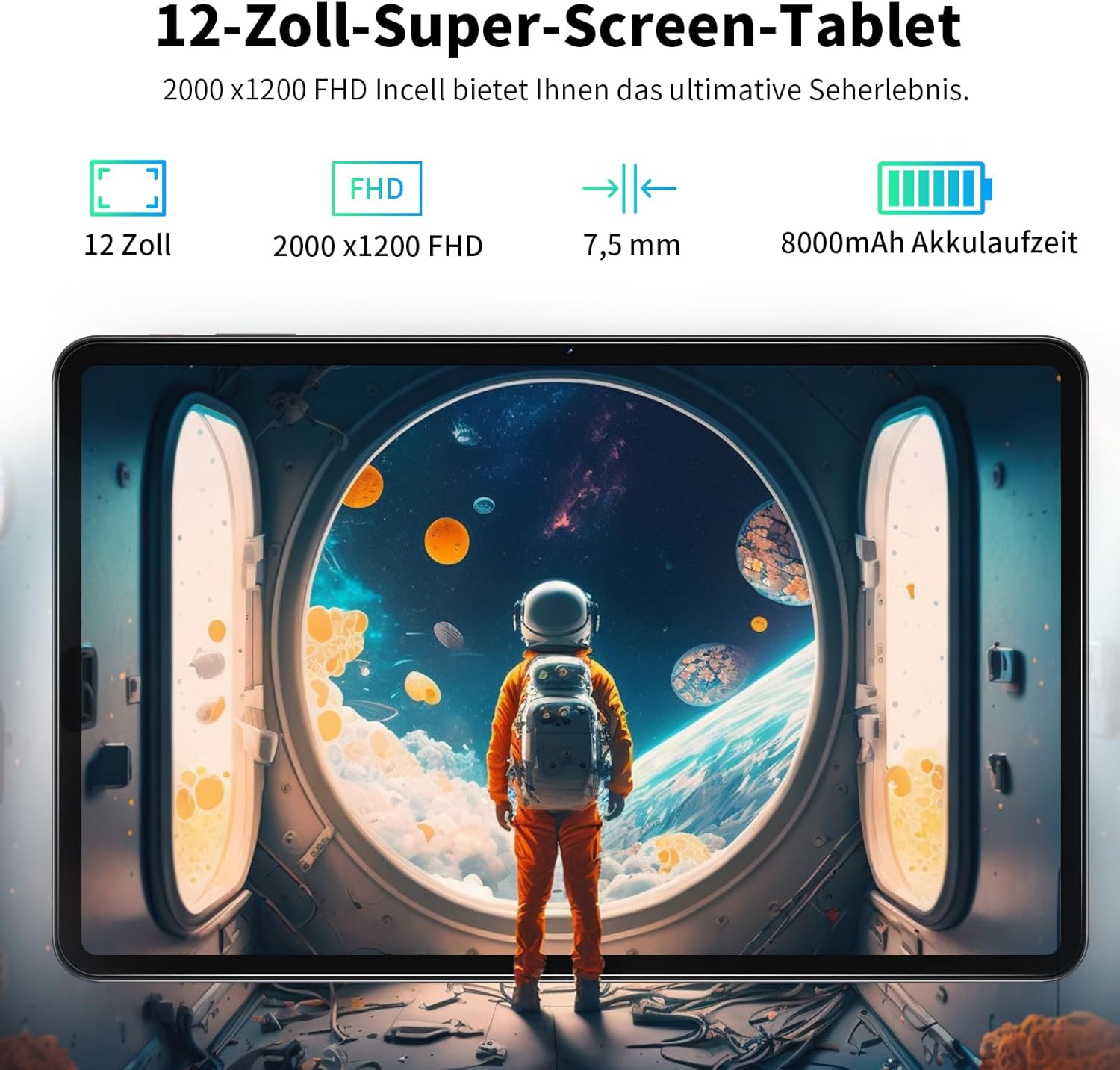 Vasoun Tablet 12 Pollici Android 13 PC 256GB - immagine 3