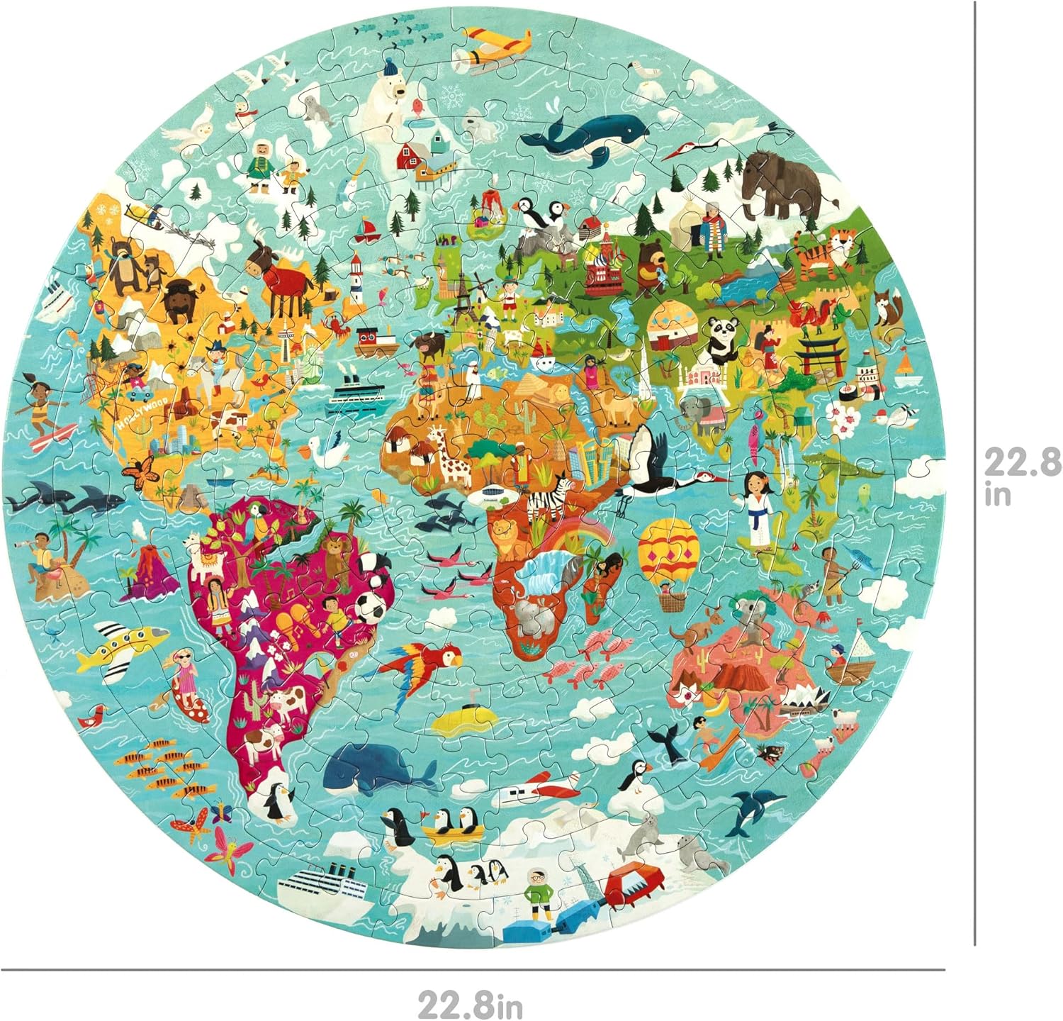 Boppi Puzzle Mondo con Animali 150 Pezzi, Diametro 58cm - immagine 2