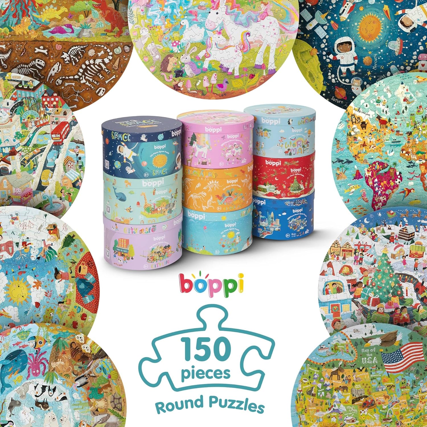 Boppi Puzzle Mondo con Animali 150 Pezzi, Diametro 58cm - immagine 7