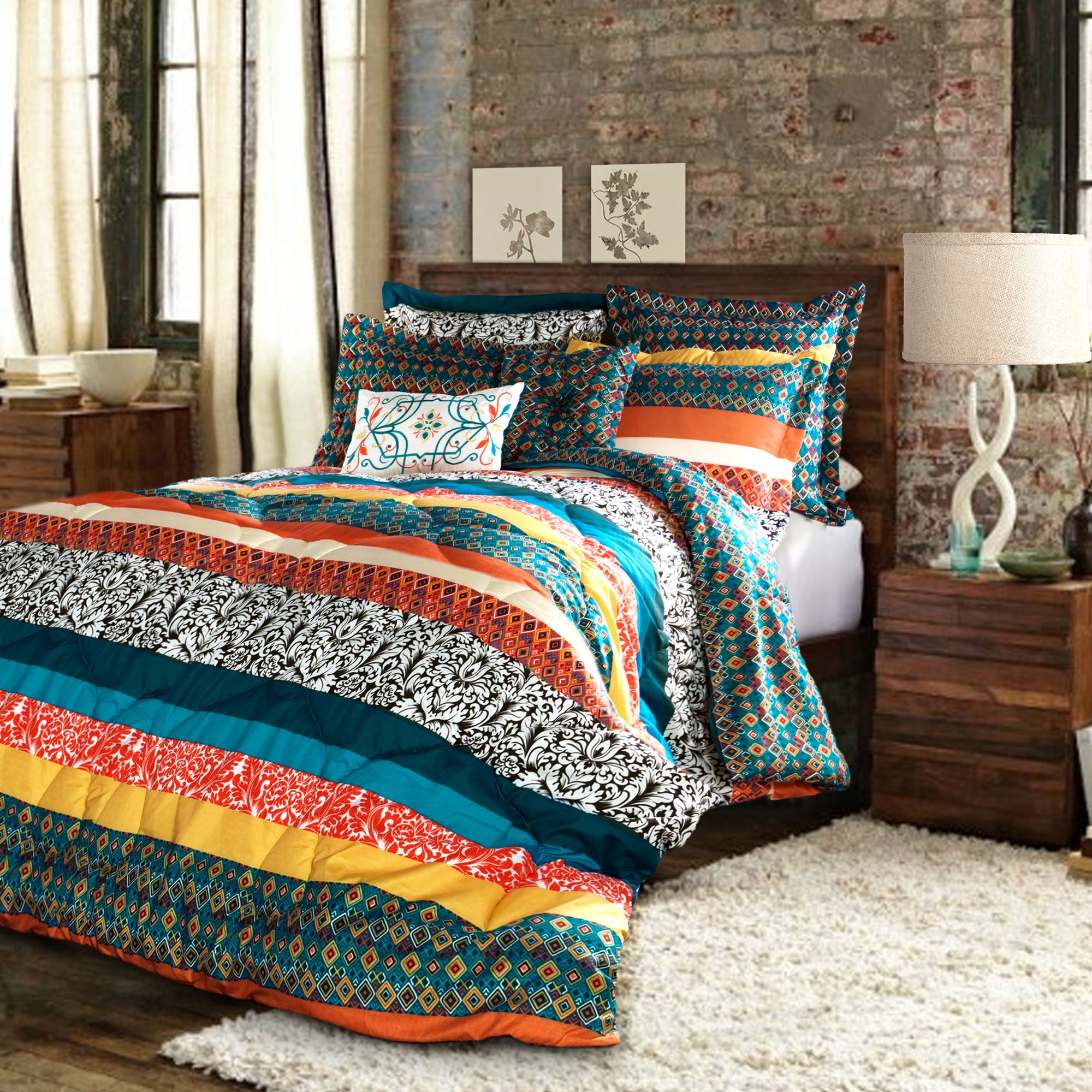 Lush Decor Boho Stripe - Set Biancheria Letto 7 Pezzi