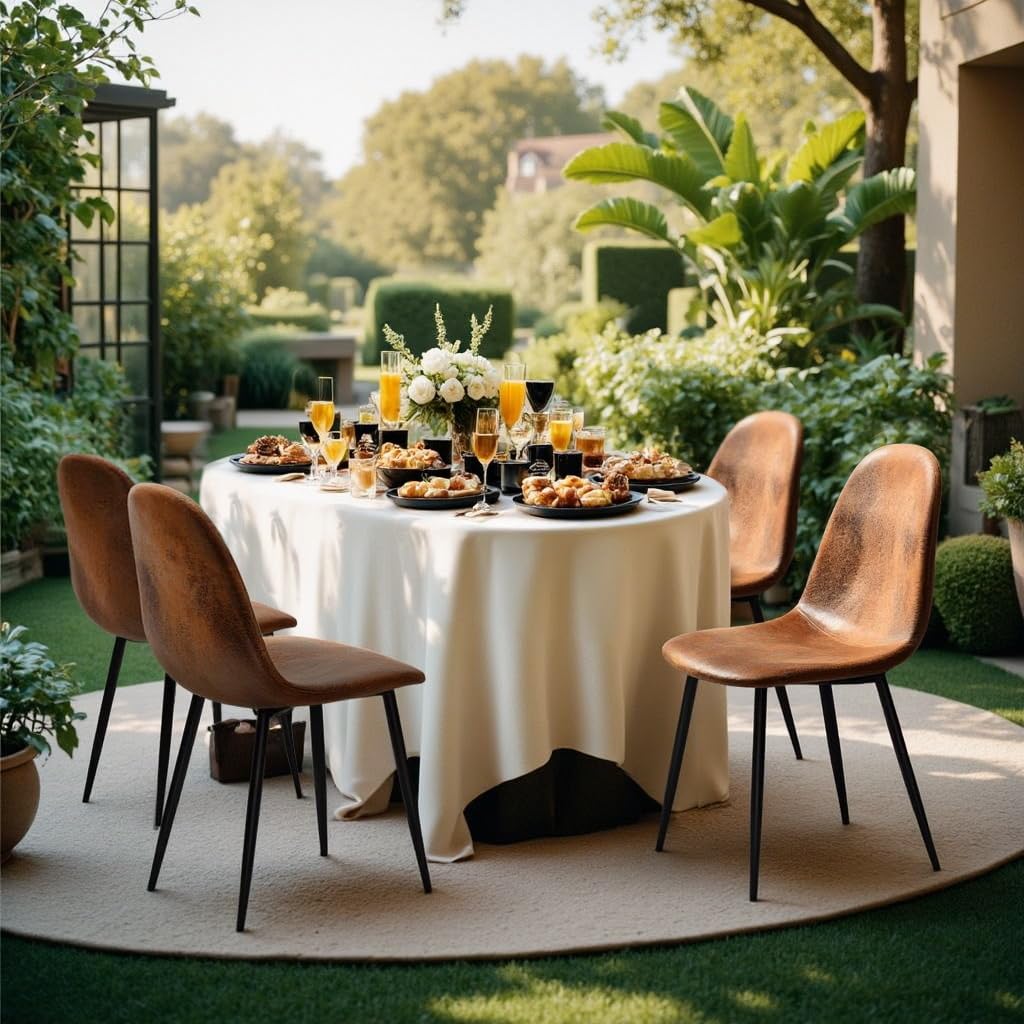 Furniturer 4 Sedie da Giardino in Camoscio Marrone