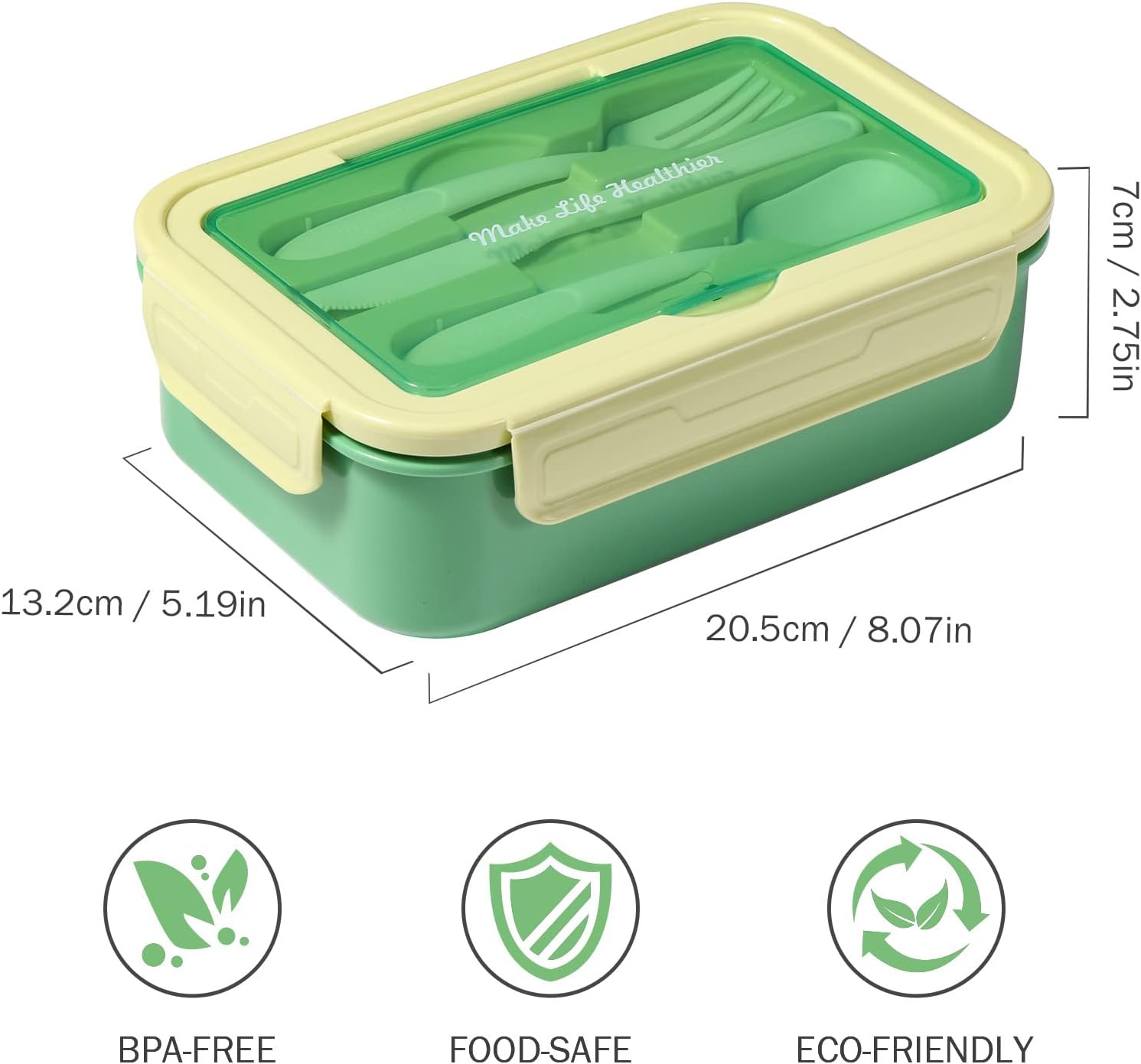 Diboniur Porta Pranzo 1400ml con Posate, Verde - immagine 5