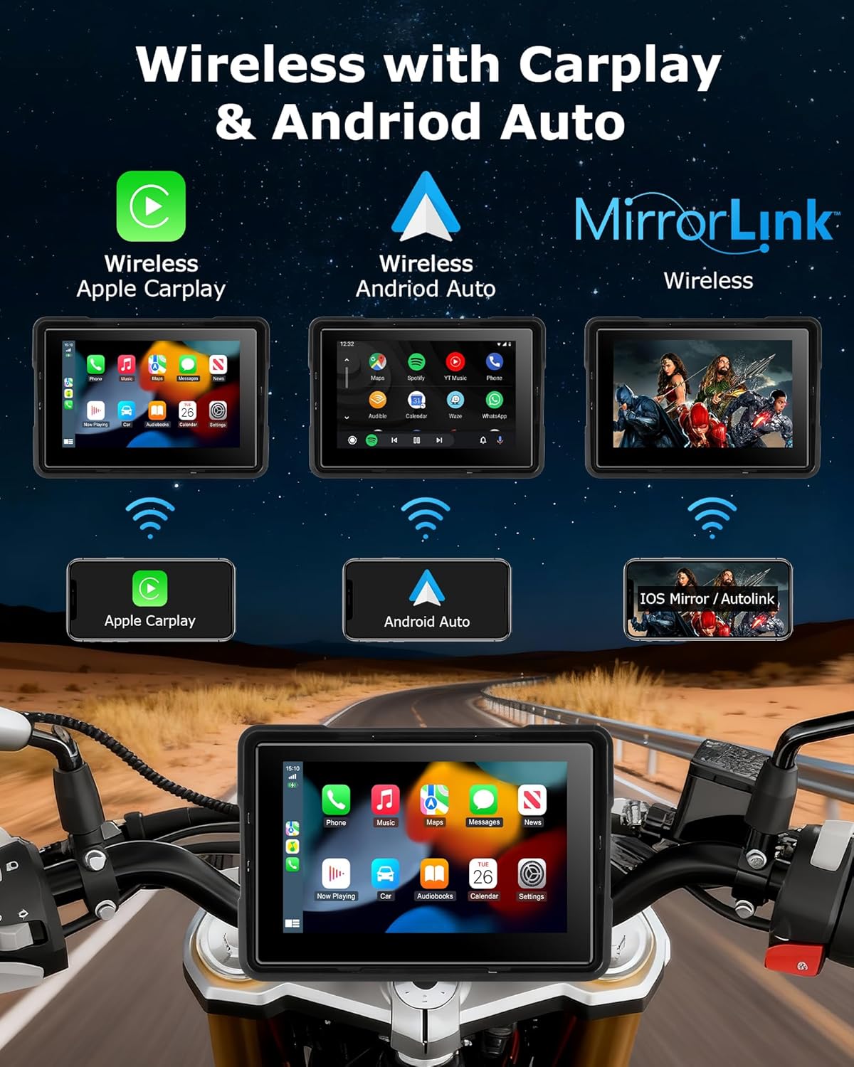 Jansite Carplay Moto Android Auto 5 Pollici - immagine 3