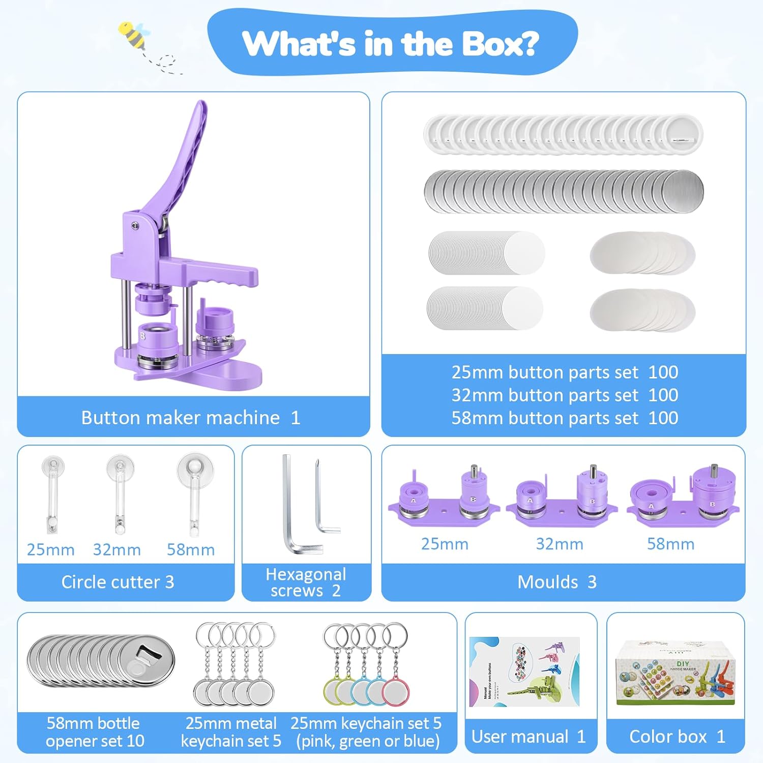 Zimiking Button Maker Badge Machine 25/32/58mm - immagine 5
