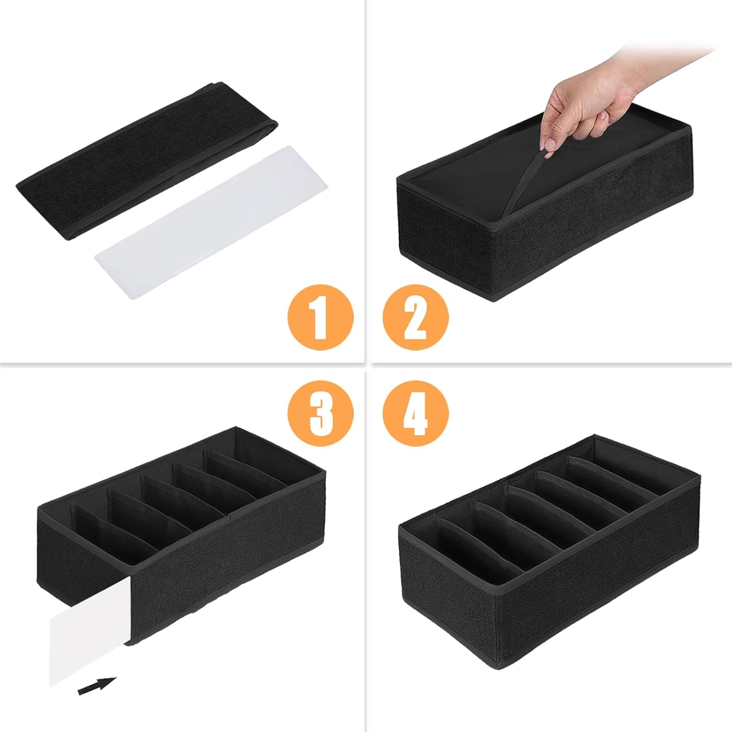 Yucch Set 8 Organizer Cassetti Intimo Pieghevole, Nero - immagine 6