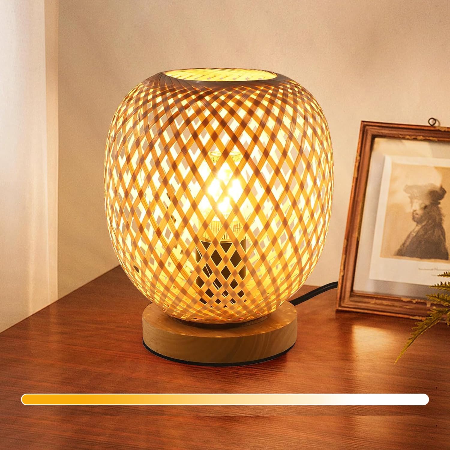 Dorlink Lampada da Tavolo Bambù E27 Dimmerabile