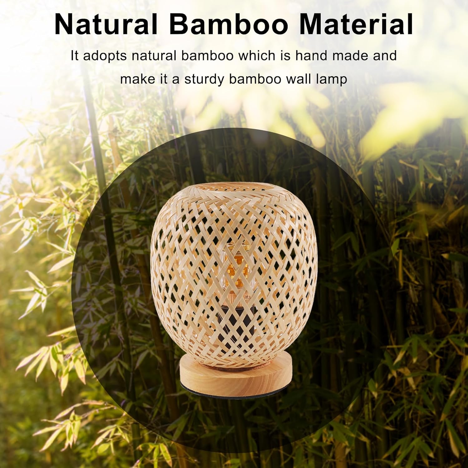 Dorlink Lampada da Tavolo Bambù E27 Dimmerabile - immagine 5