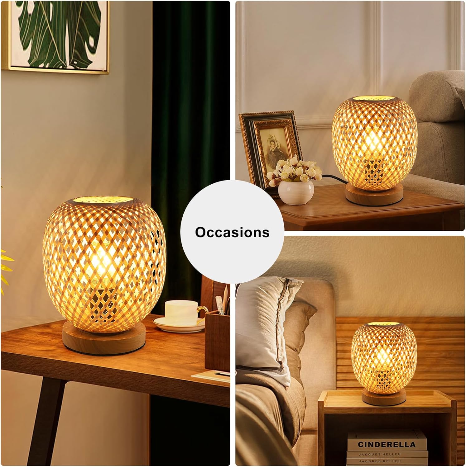 Dorlink Lampada da Tavolo Bambù E27 Dimmerabile - immagine 7