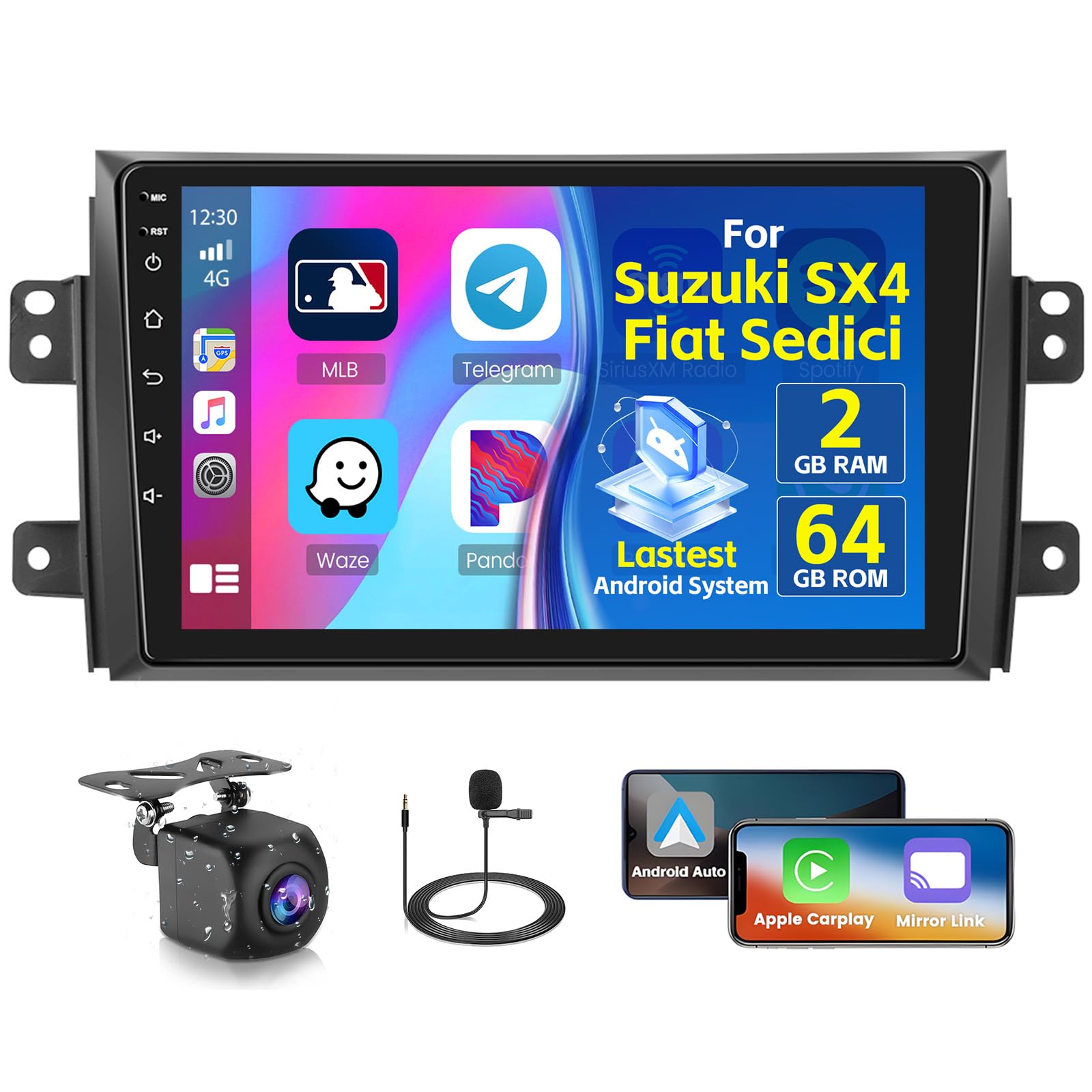 Inefala Autoradio Android 15 per Suzuki SX4/Fiat Sedici
