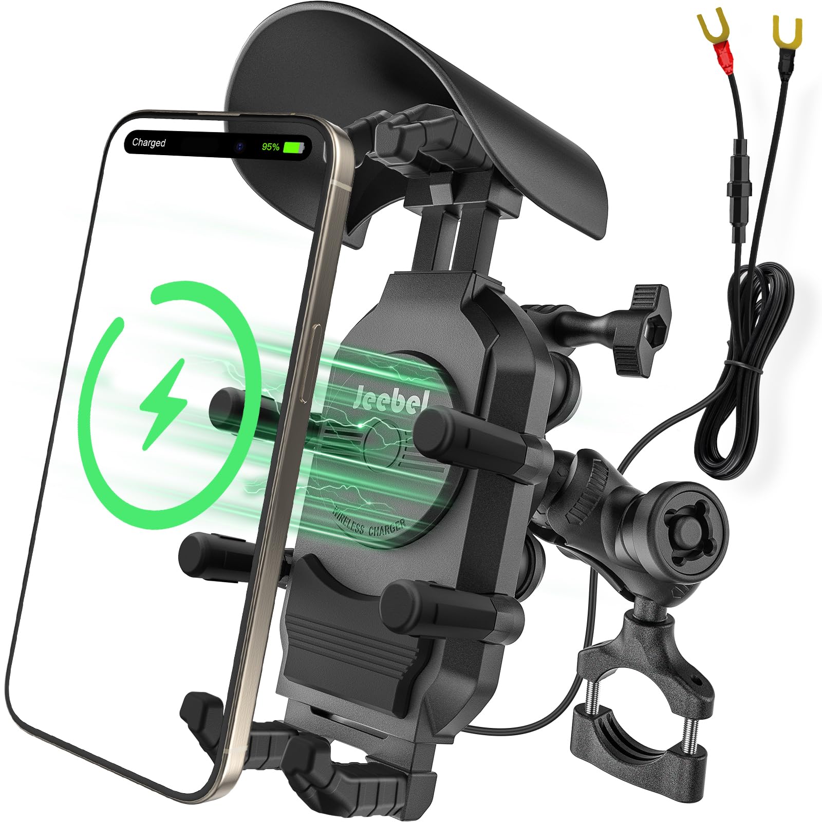 Supporto Telefono Moto 3-in-1 con Ricarica Wireless 15W