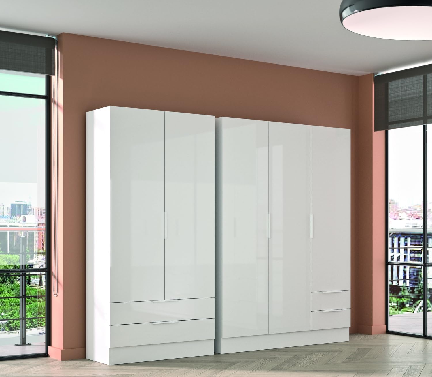 Composad Armadio ESPRESSO 2 Ante e 2 Cassetti, Bianco - immagine 2