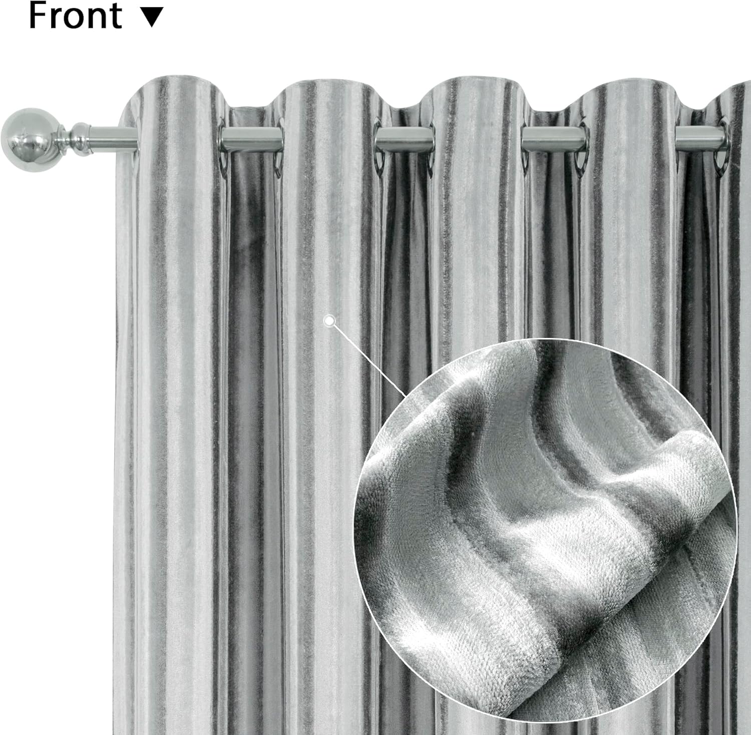 Always4u Tenda 100% Oscurante in Velluto, Argento Chiaro - immagine 2