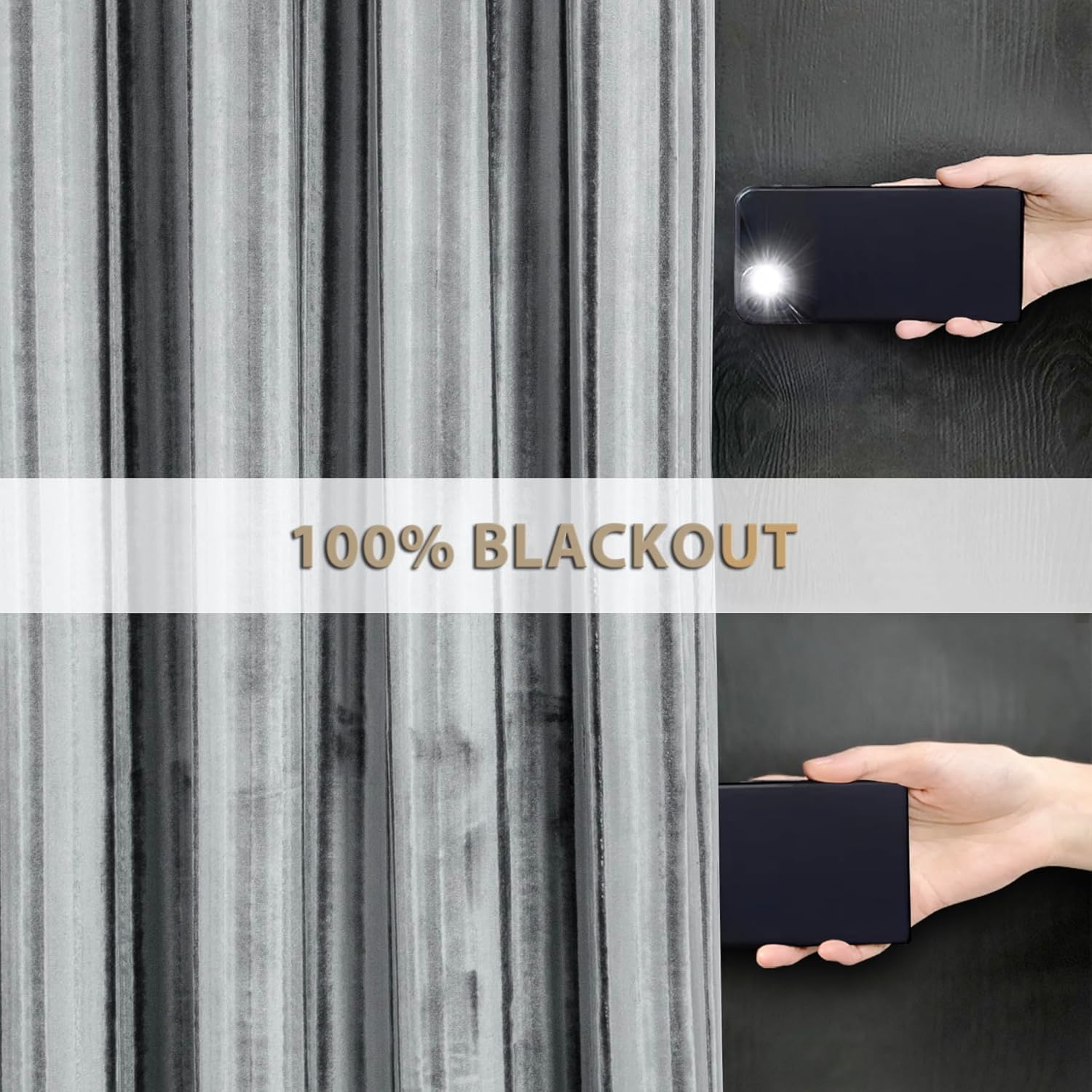 Always4u Tenda 100% Oscurante in Velluto, Argento Chiaro - immagine 3