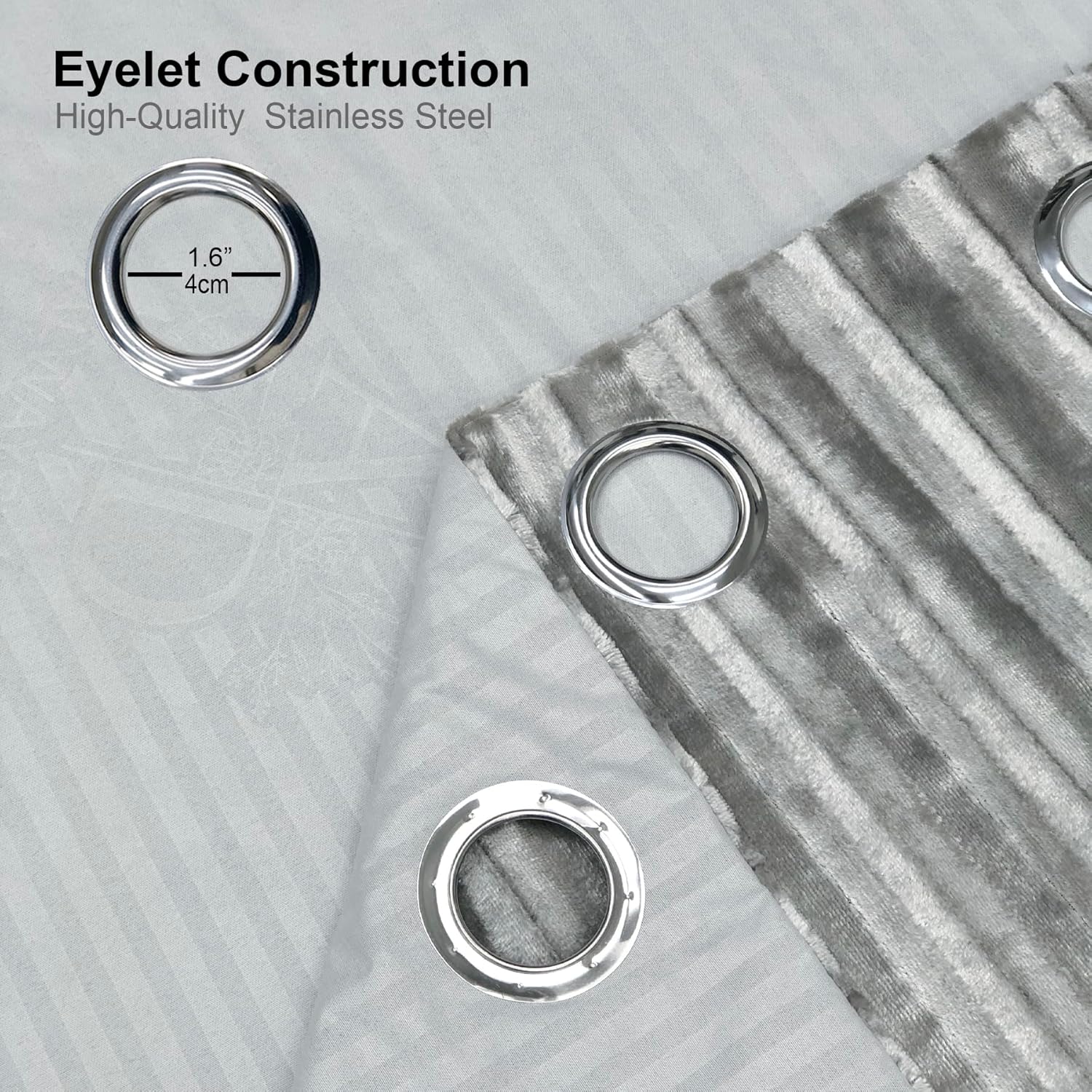 Always4u Tenda 100% Oscurante in Velluto, Argento Chiaro - immagine 6