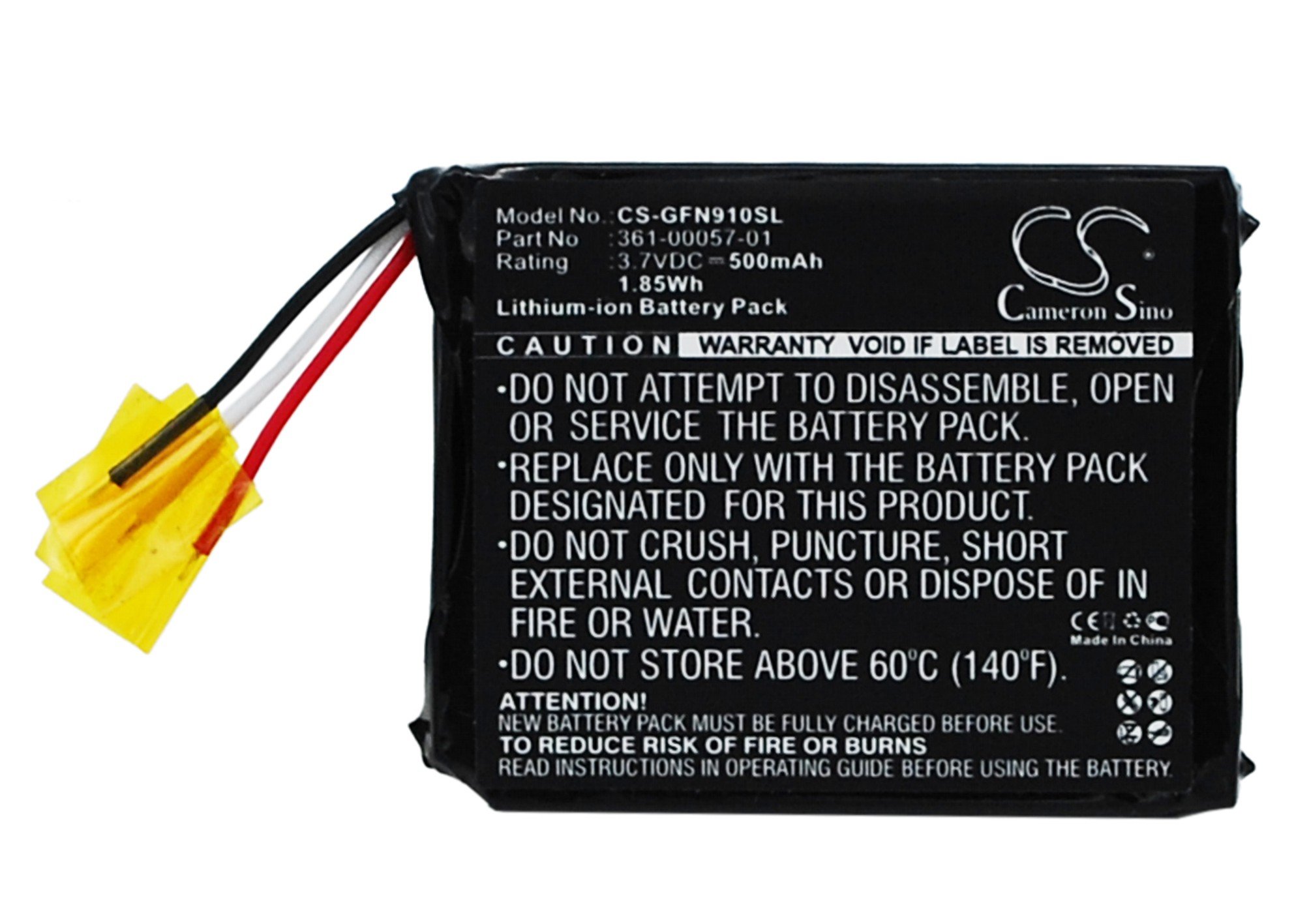 Cameronsino CS-GFN910SL - Batteria 500mAh per GPS, Nero