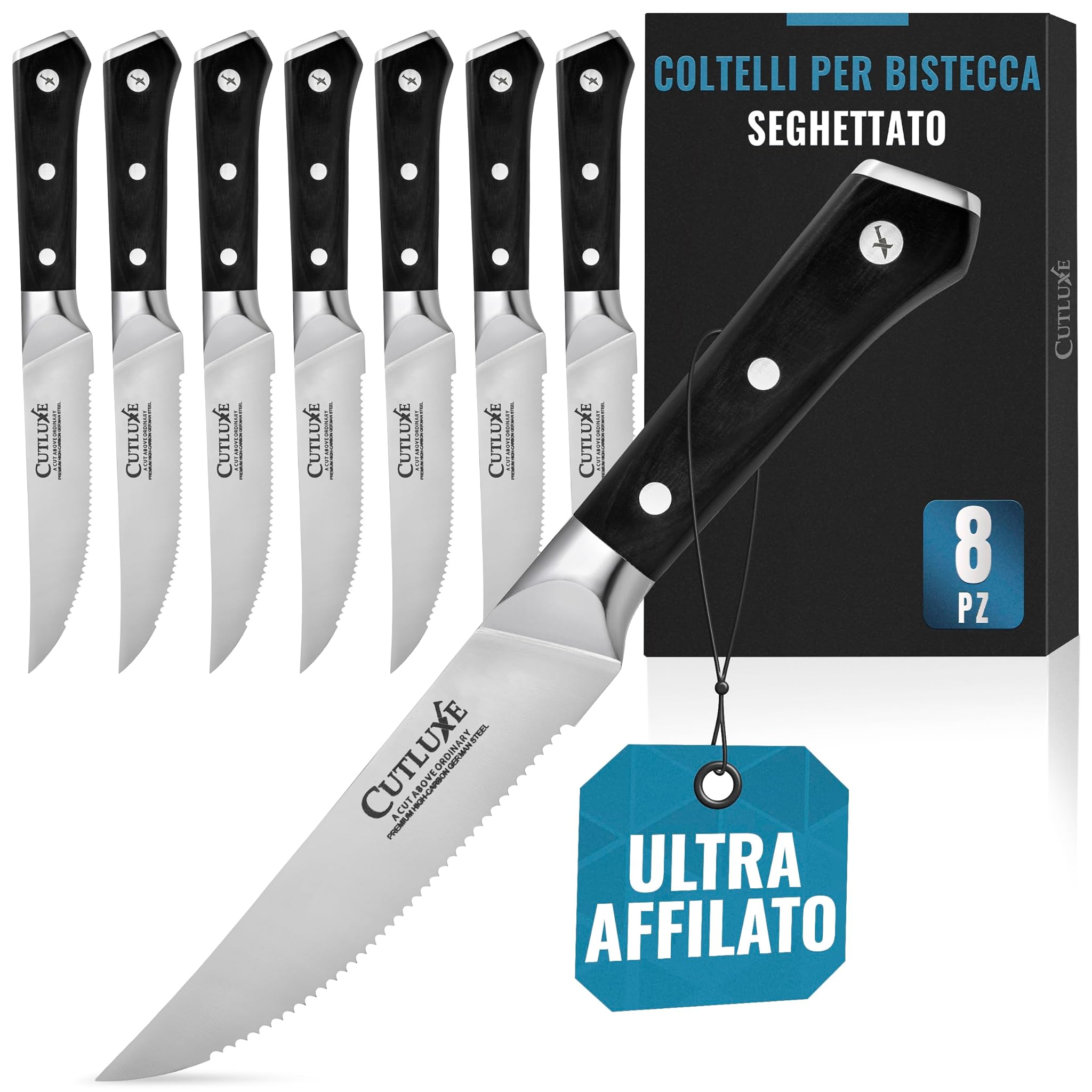 Cutluxe Set Coltelli da Tavola Seghettati 8 Pezzi