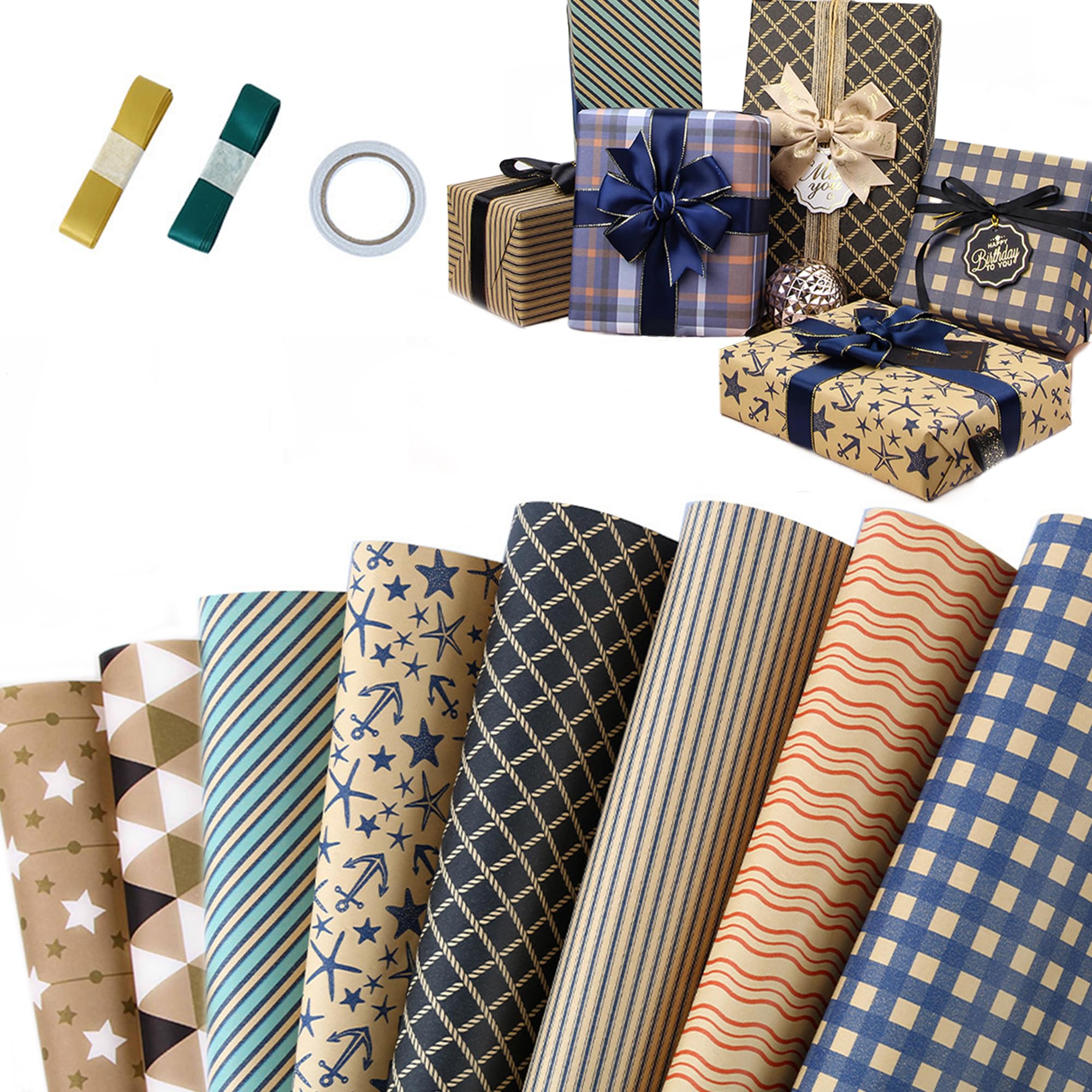 Dantolo Carta Regalo Compleanno Kraft (8 fogli)