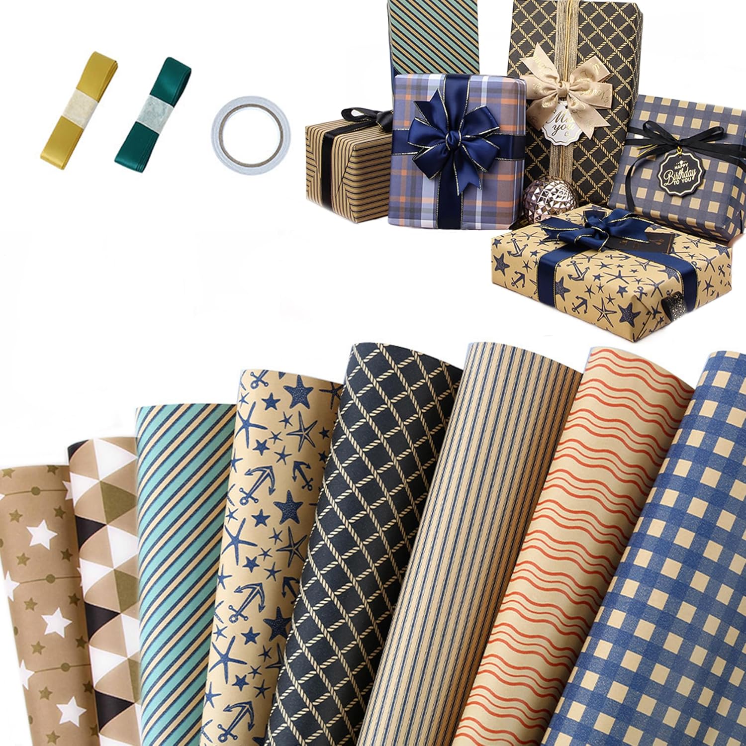 Dantolo Carta Regalo Compleanno Kraft (8 fogli) - immagine 1