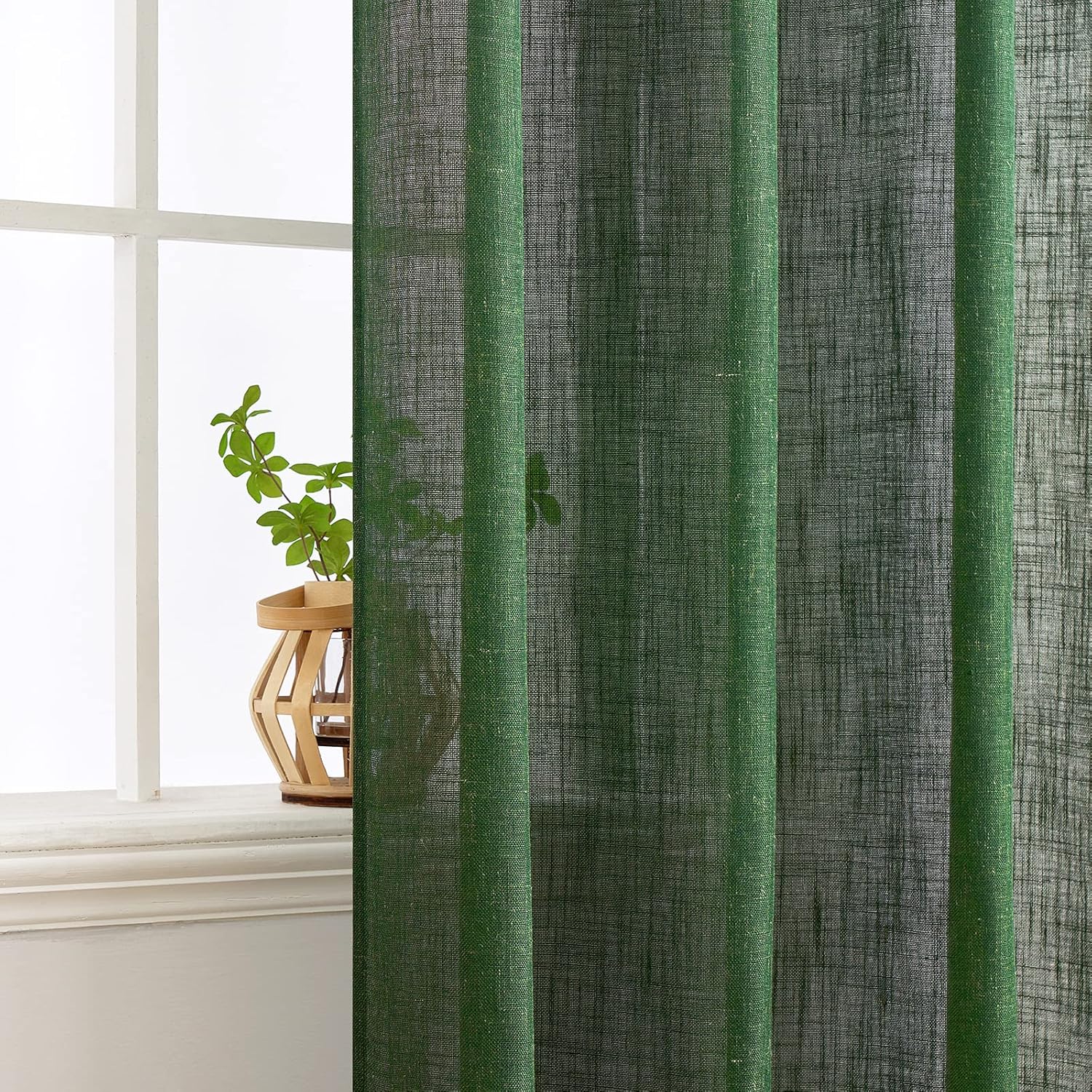 Miulee Tende Lino Traslucido con Occhielli 140x215cm (2 pz) - immagine 2