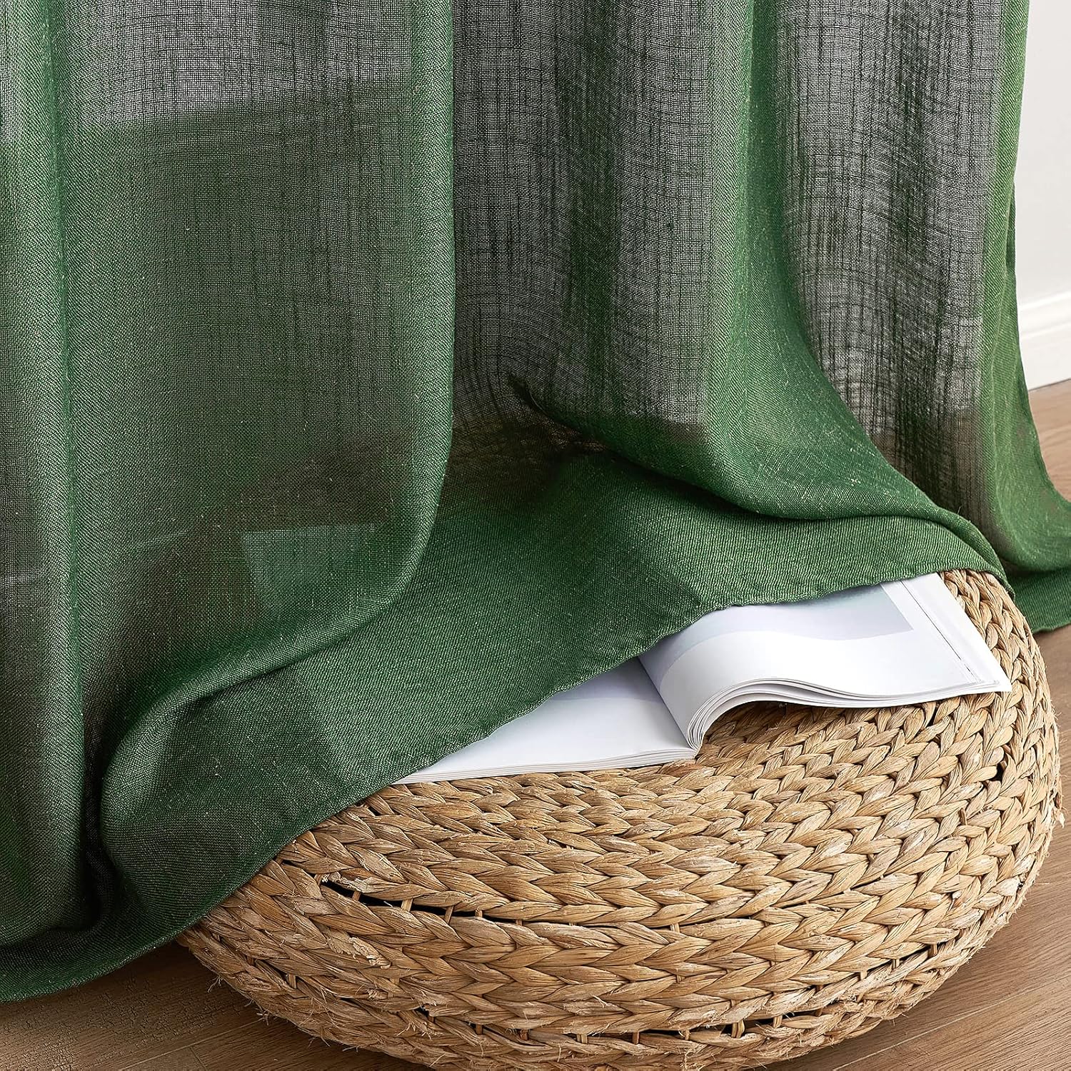 Miulee Tende Lino Traslucido con Occhielli 140x215cm (2 pz) - immagine 4