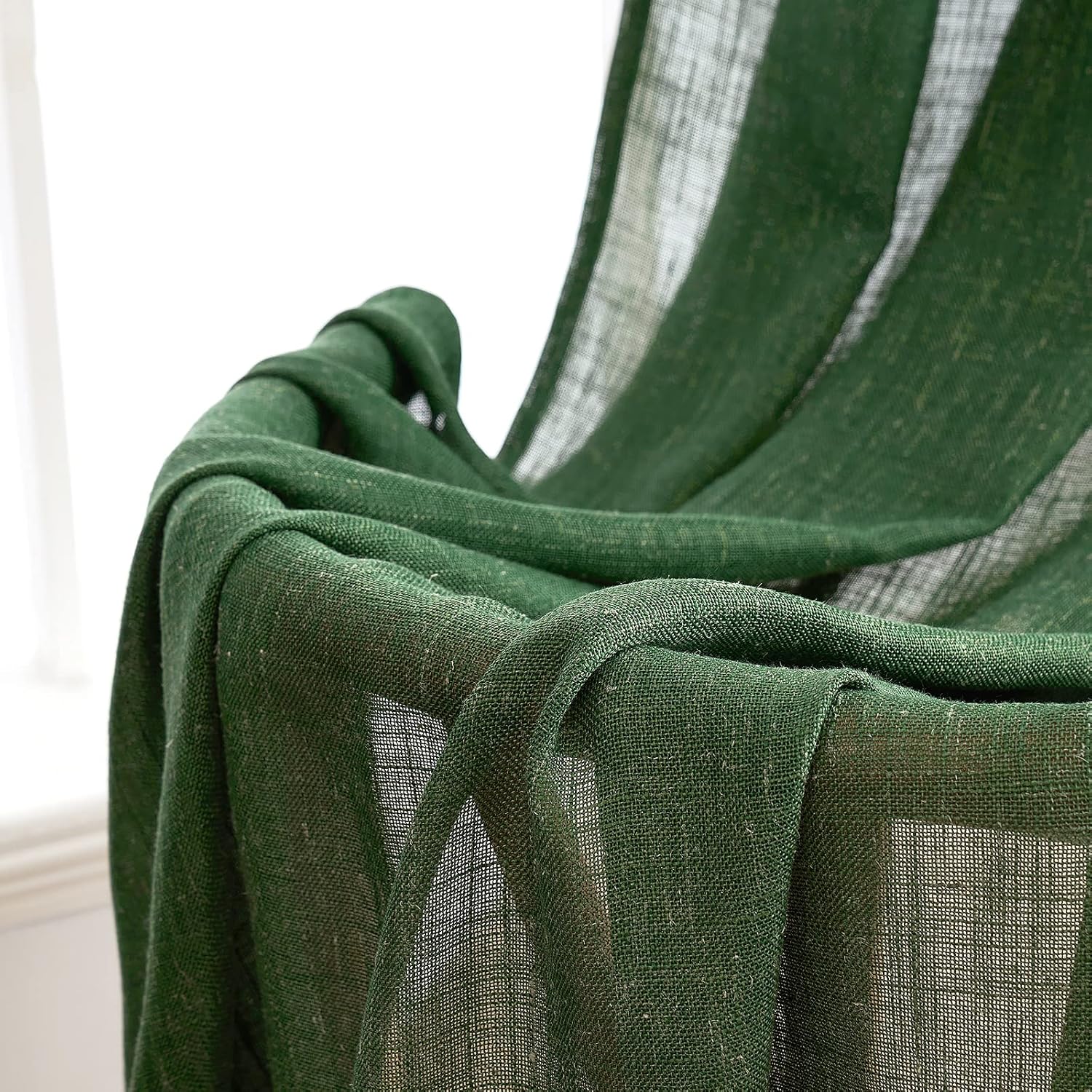 Miulee Tende Lino Traslucido con Occhielli 140x215cm (2 pz) - immagine 5