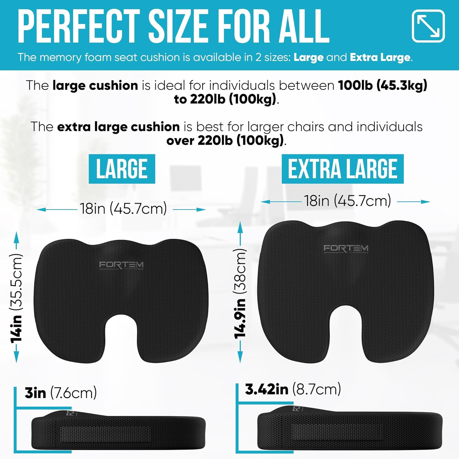 Fortem Cuscino Sedia Ufficio Ergonomico Memory Foam - immagine 2