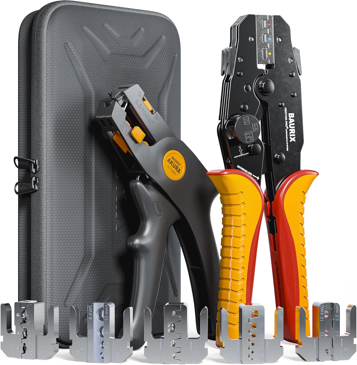 Baurix® Set Pinza Crimpatrice con 6 Ganasce Intercambiabili