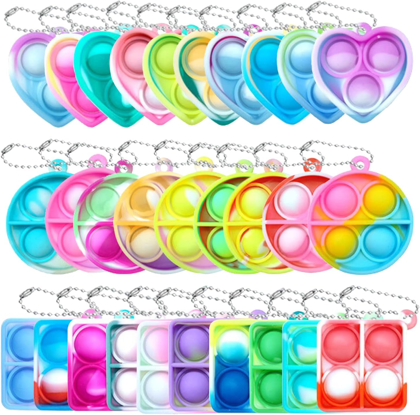 Yeefunjoy 30PCS Mini Pop It Fidget Toy Portachiavi - immagine 1