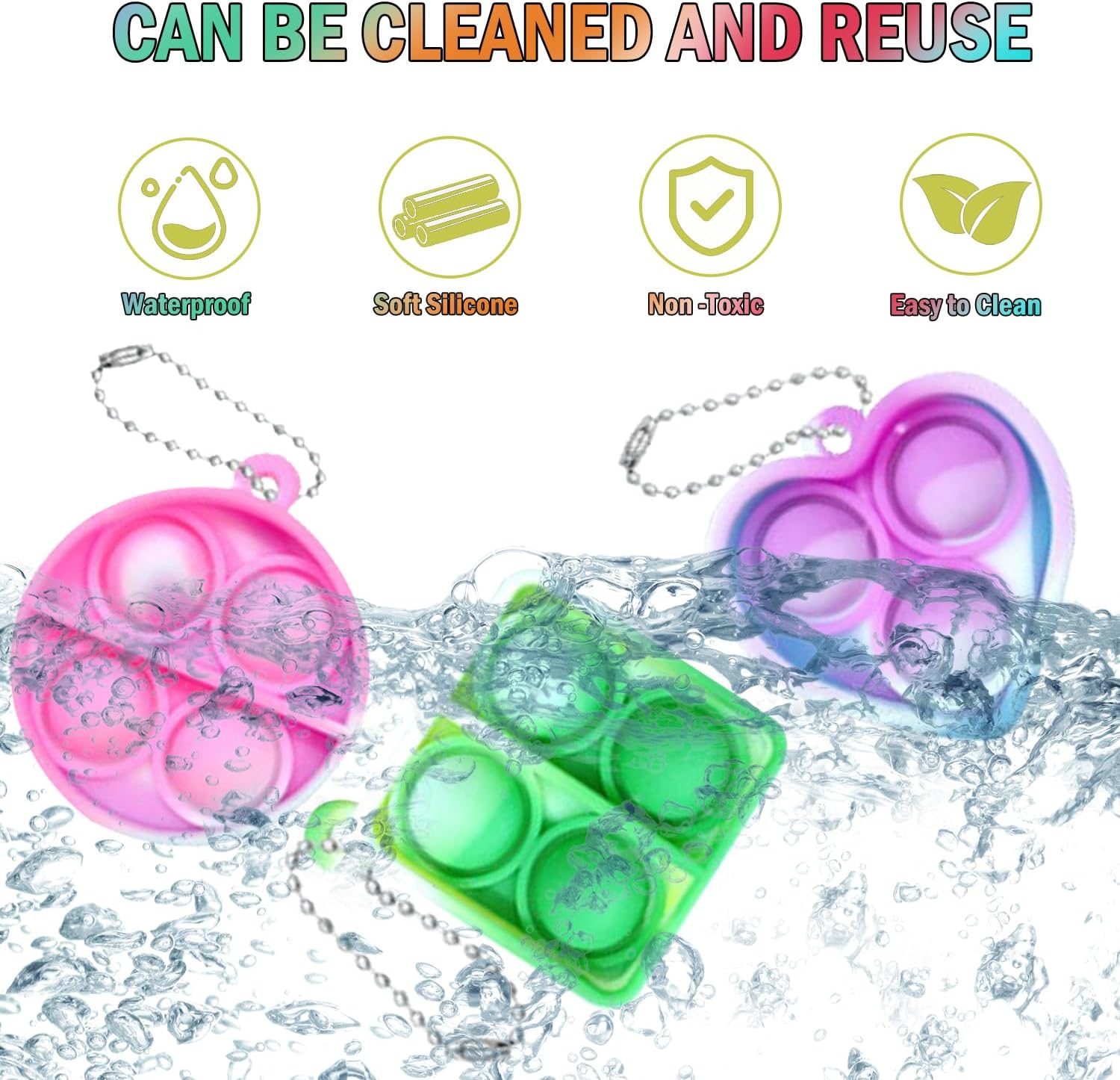 Yeefunjoy 30PCS Mini Pop It Fidget Toy Portachiavi - immagine 3