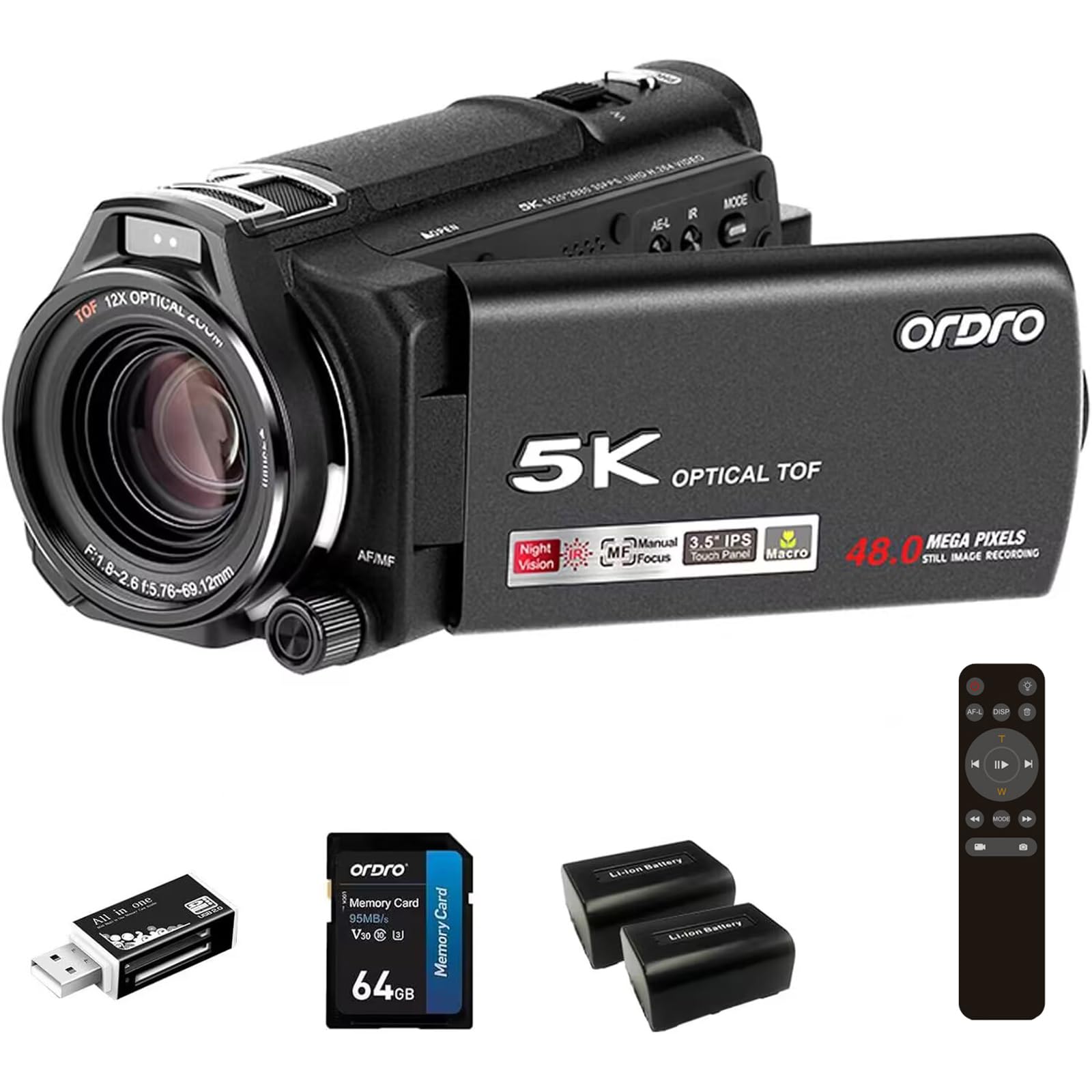 Ordro XV80 - Videocamera 5K Live Streaming 12x Zoom