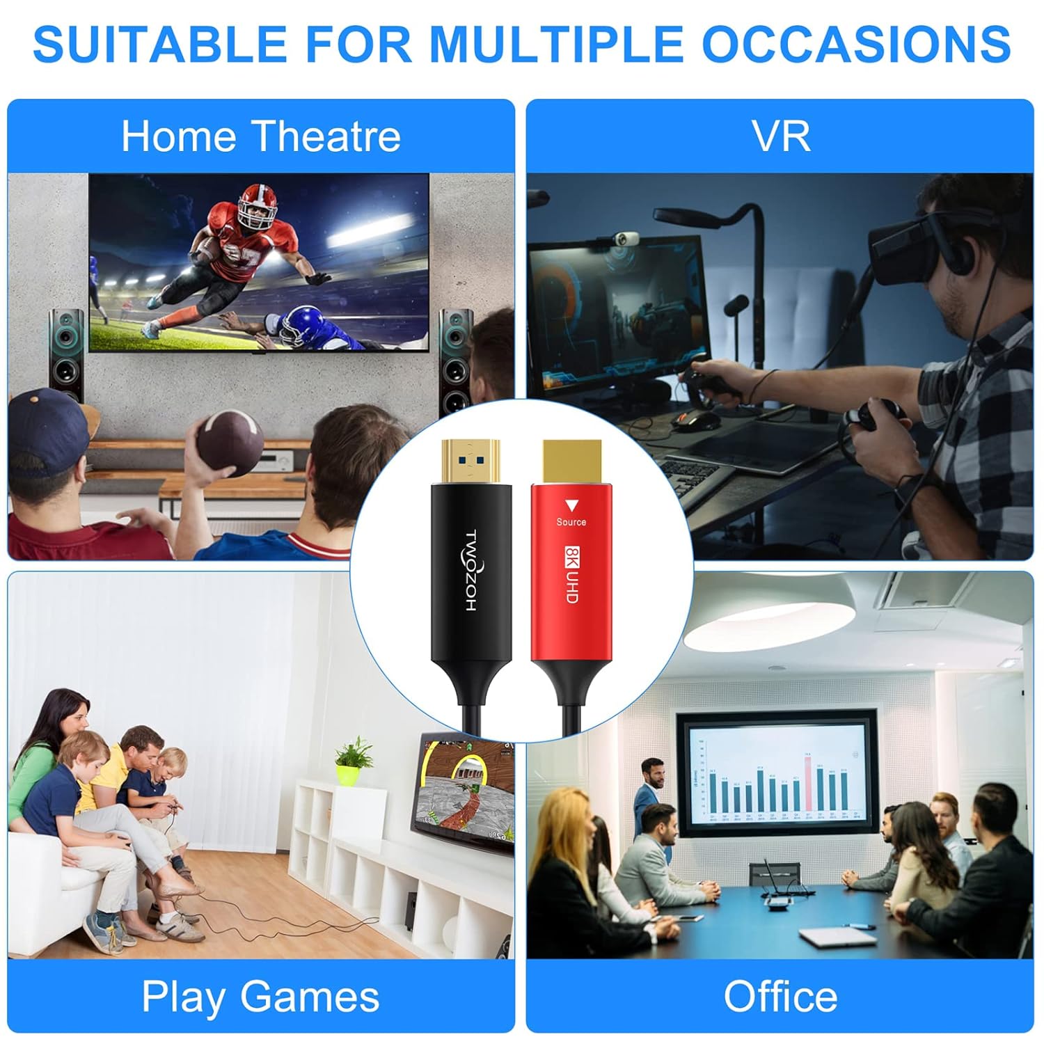 Twozoh Cavo HDMI Fibra Ottica 30M 8K Alta Velocità - immagine 3