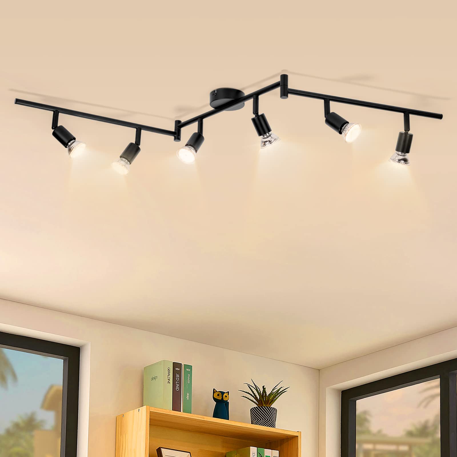 Wowatt Lampadario Faretti Orientabili GU10 Nero Opaco