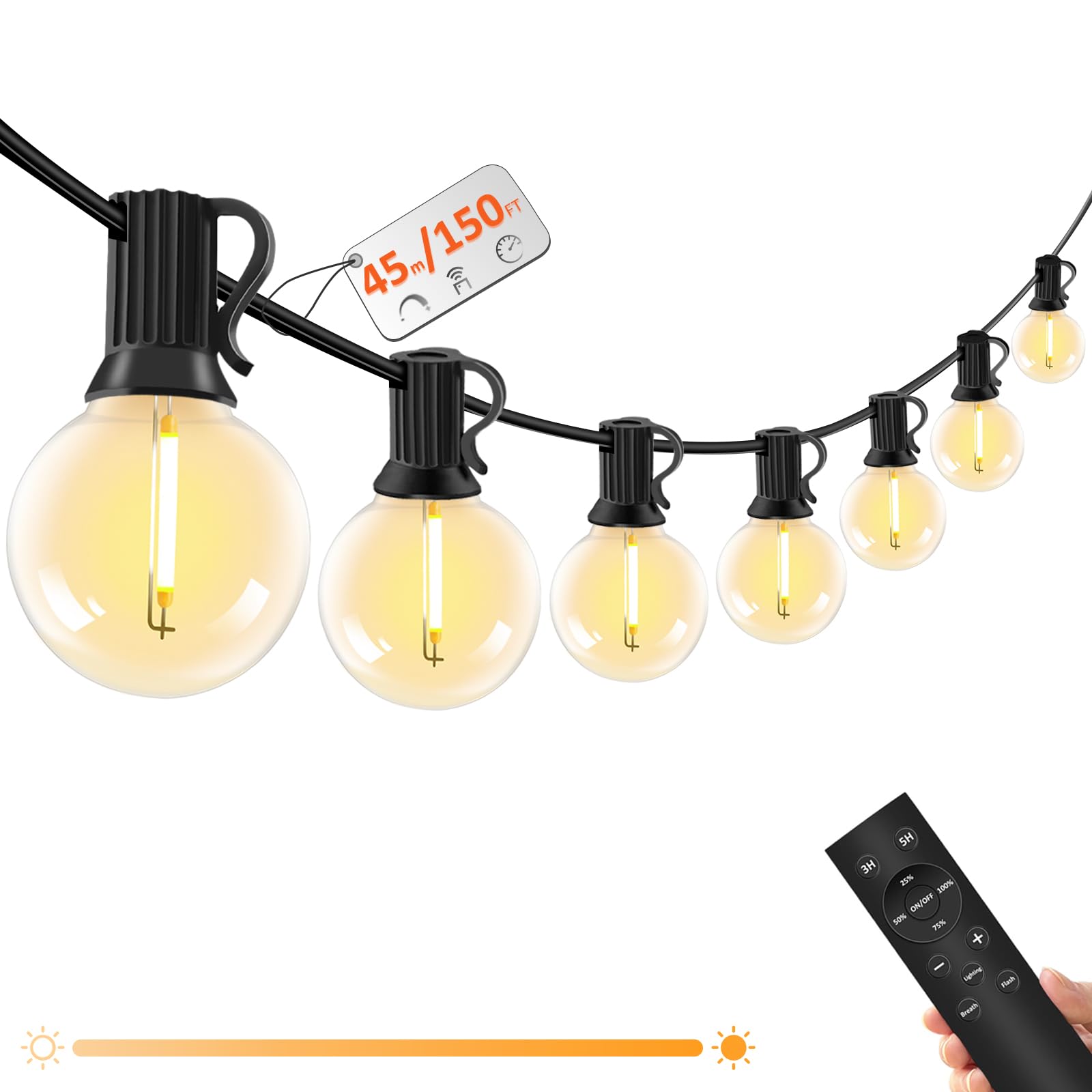 Catena Luminosa Esterno 45M Dimmerabile con Telecomando