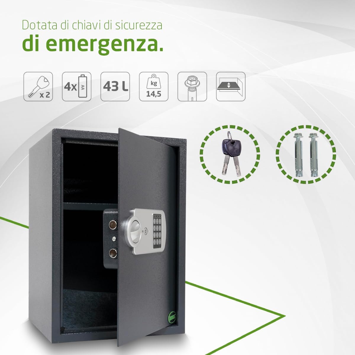 Amig Cassaforte con Tastiera e Chiave di Sicurezza - immagine 5
