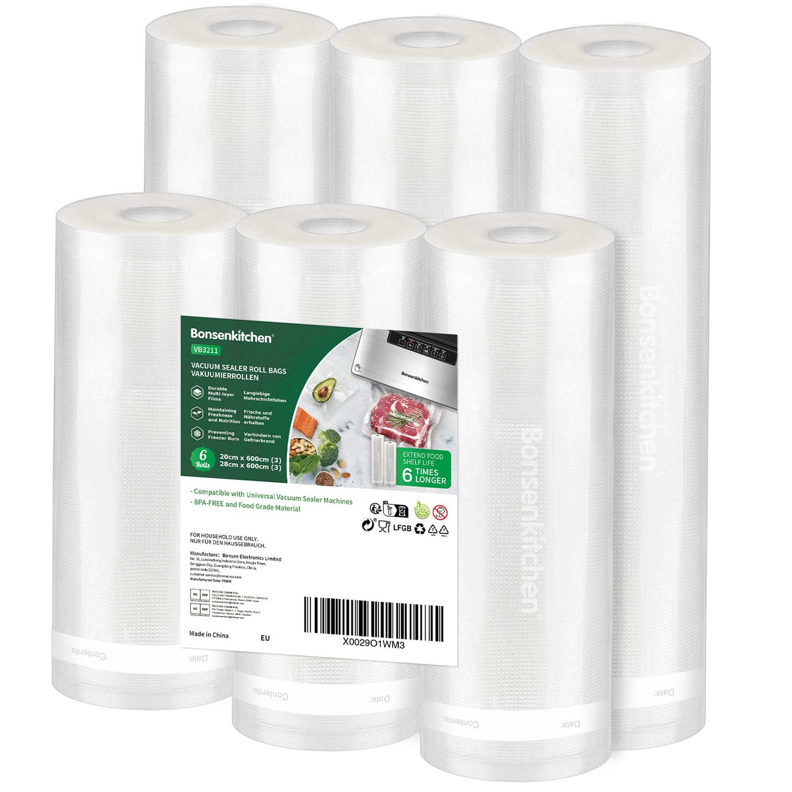 Bonsenkitchen Sacchetti Sottovuoto per Alimenti