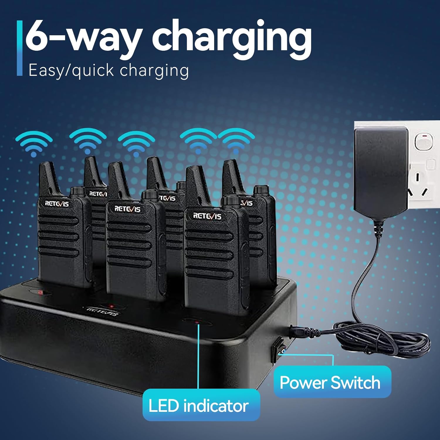 Retevis RT622 Walkie-Talkie Professionali PMR446 (6 pezzi), Nero - immagine 2