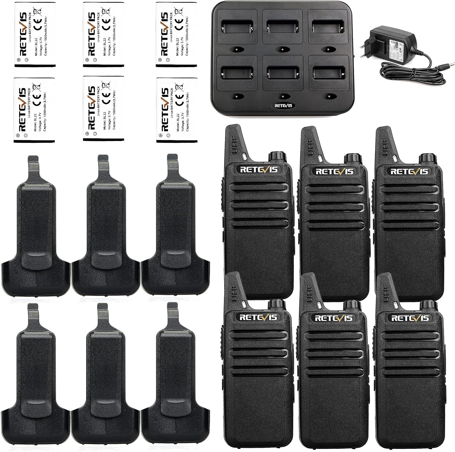 Retevis RT622 Walkie-Talkie Professionali PMR446 (6 pezzi), Nero - immagine 8