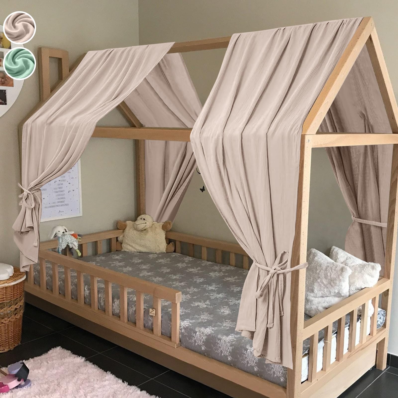 Hotut Tenda Letto Bambini - Set 2 Baldacchini 270x62 cm