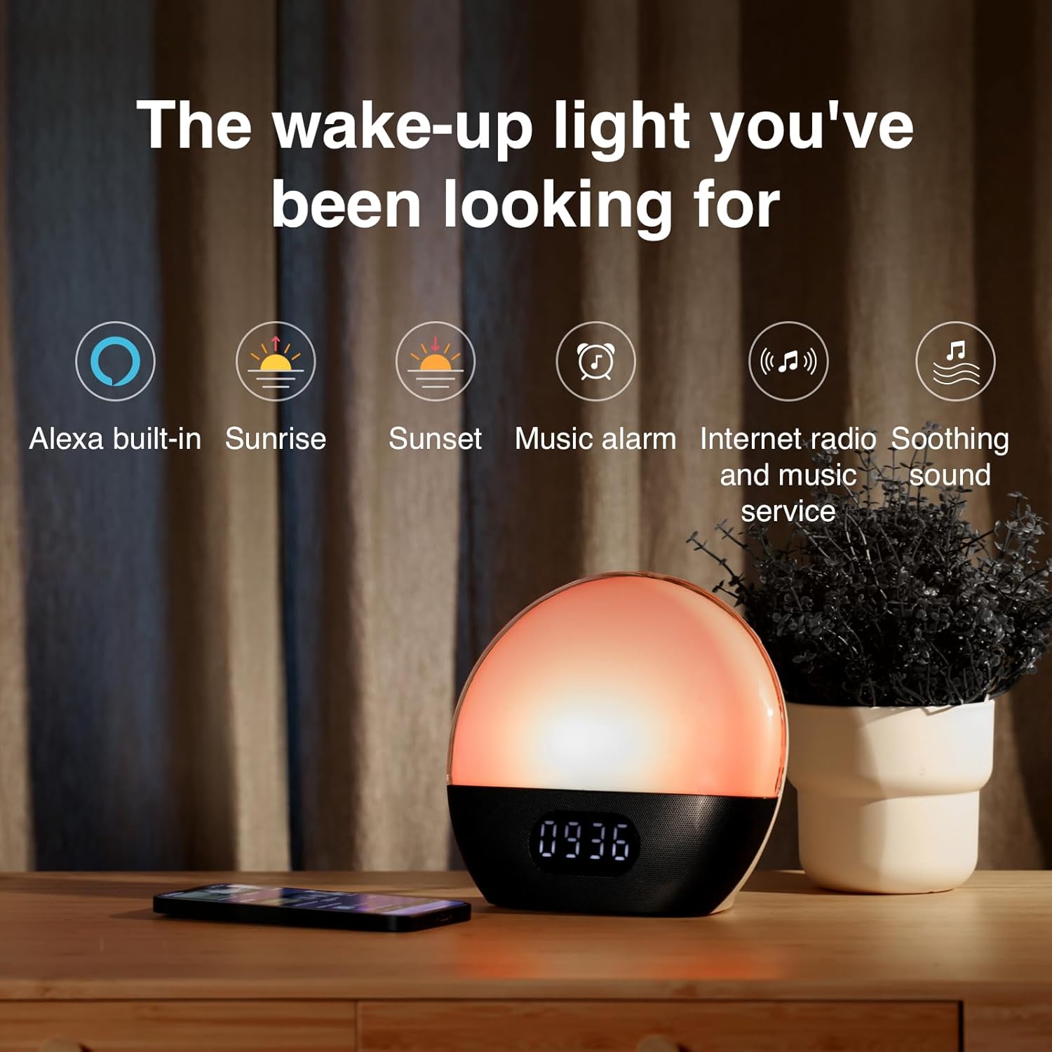 Wiim Wake-up Light con Alexa Integrata, Blu Mare Verde - immagine 2