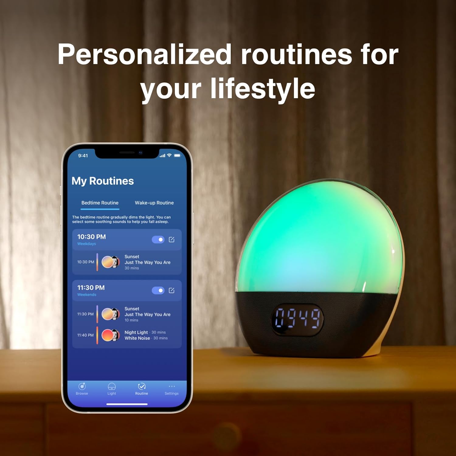 Wiim Wake-up Light con Alexa Integrata, Blu Mare Verde - immagine 6