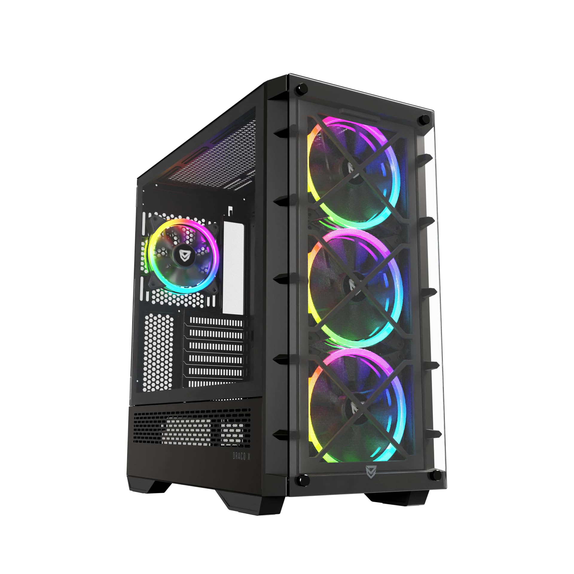 Nfortec Draco X A-RGB - Torre ATX con 4 Ventilatori
