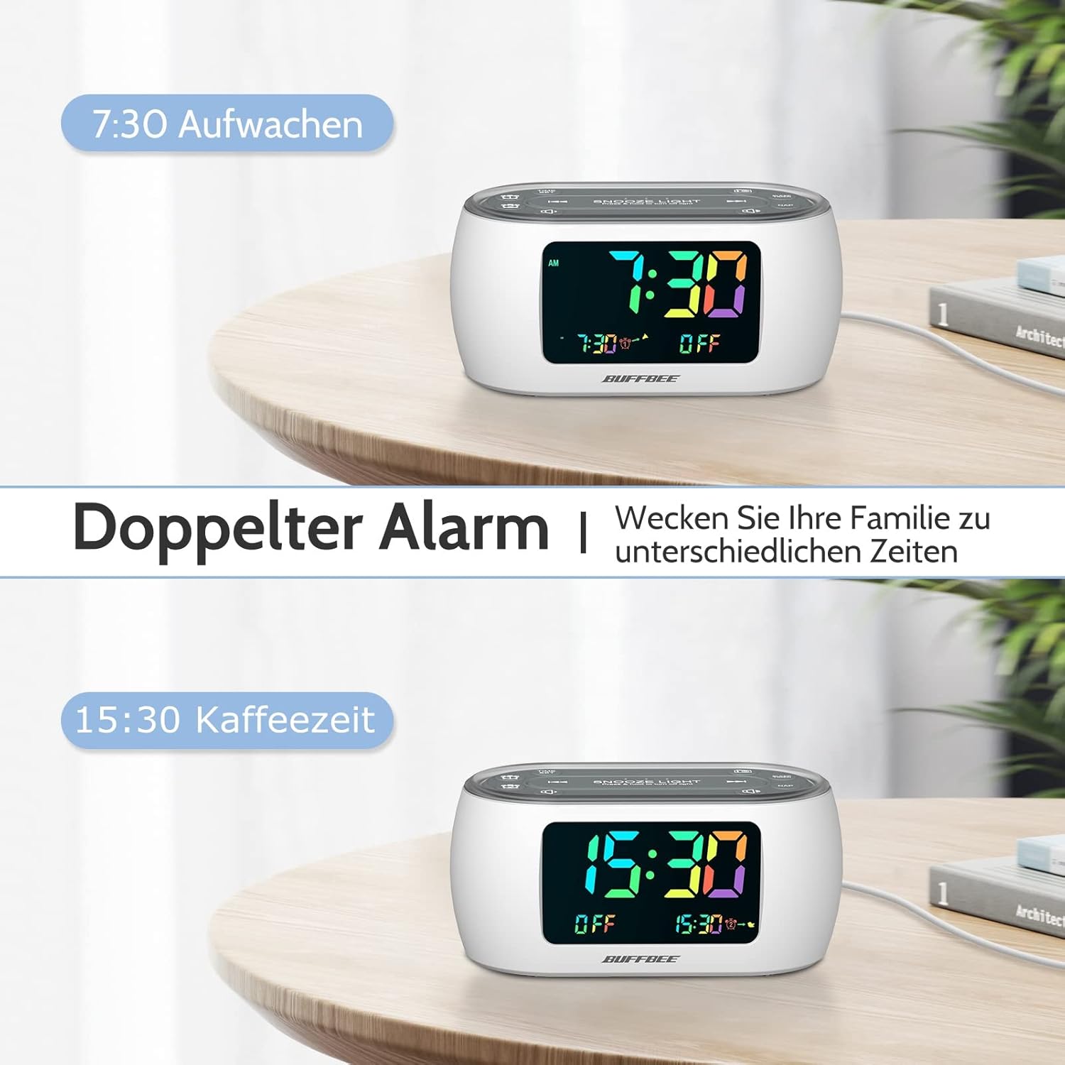 Buffbee Radiosveglia con Cifre Arcobaleno e Luce Notturna - immagine 5