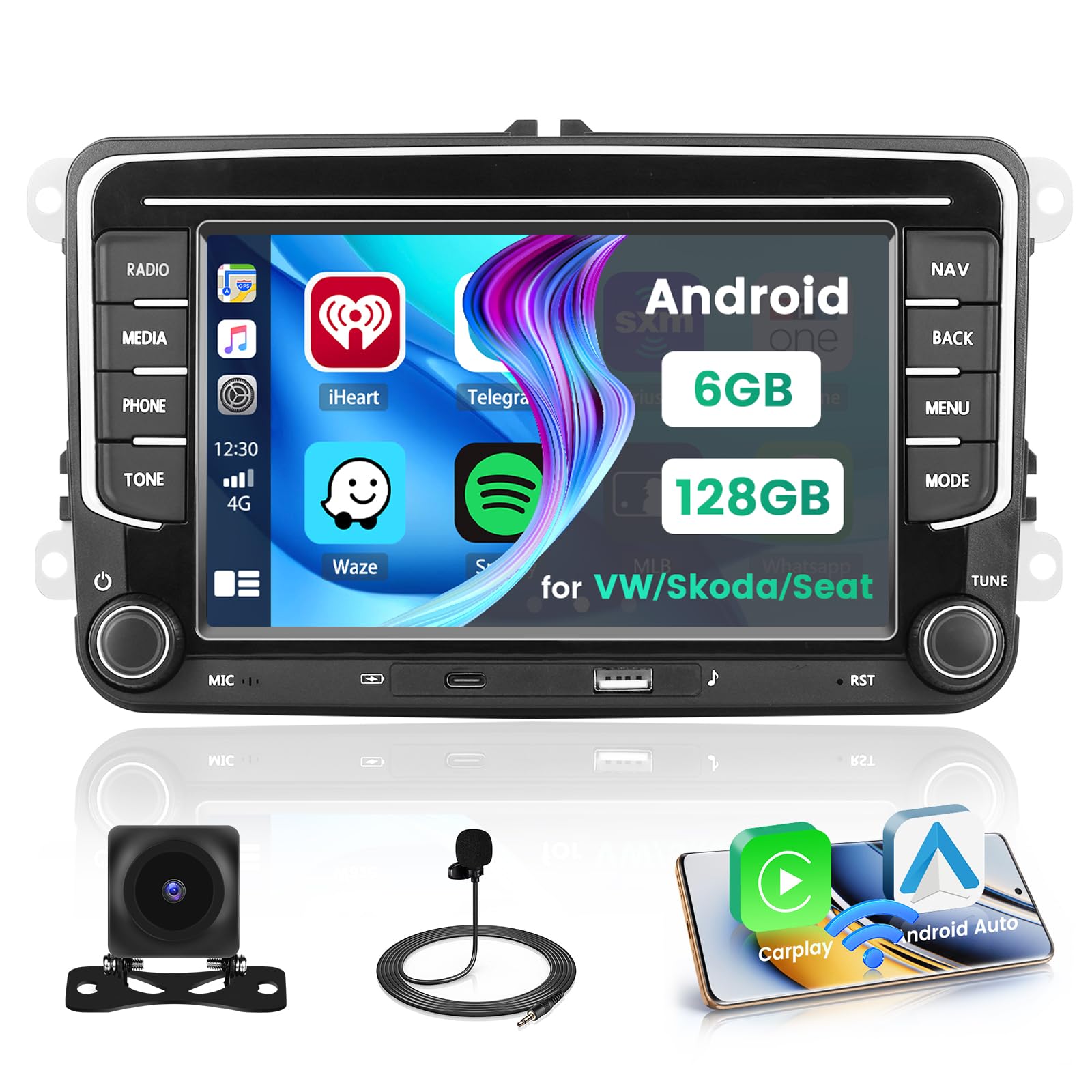 Hikity Android 15 Autoradio 7" per VW Golf 5 6 Passat