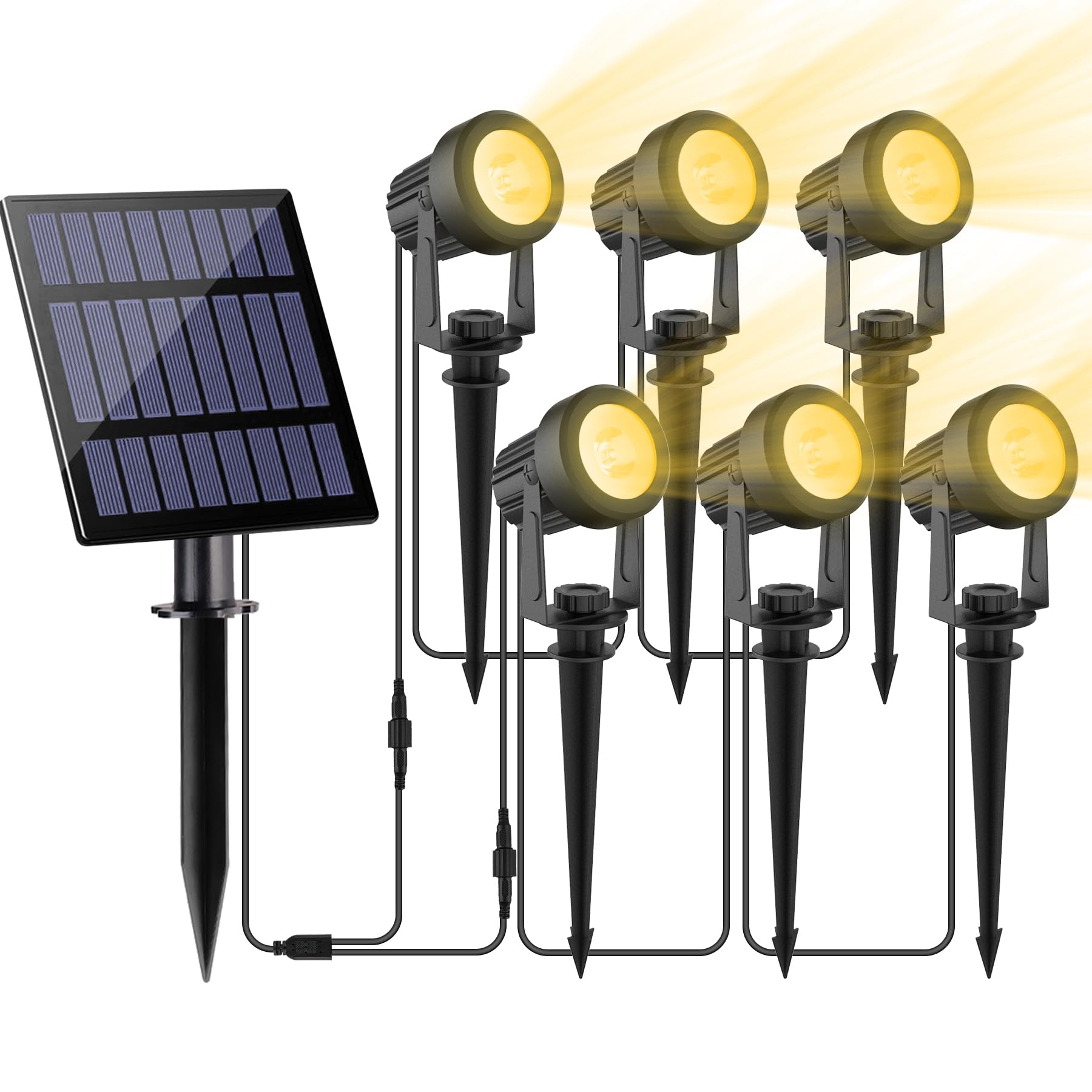 Natpow Faretti Solari a LED da Esterno 6 in 1 3000K