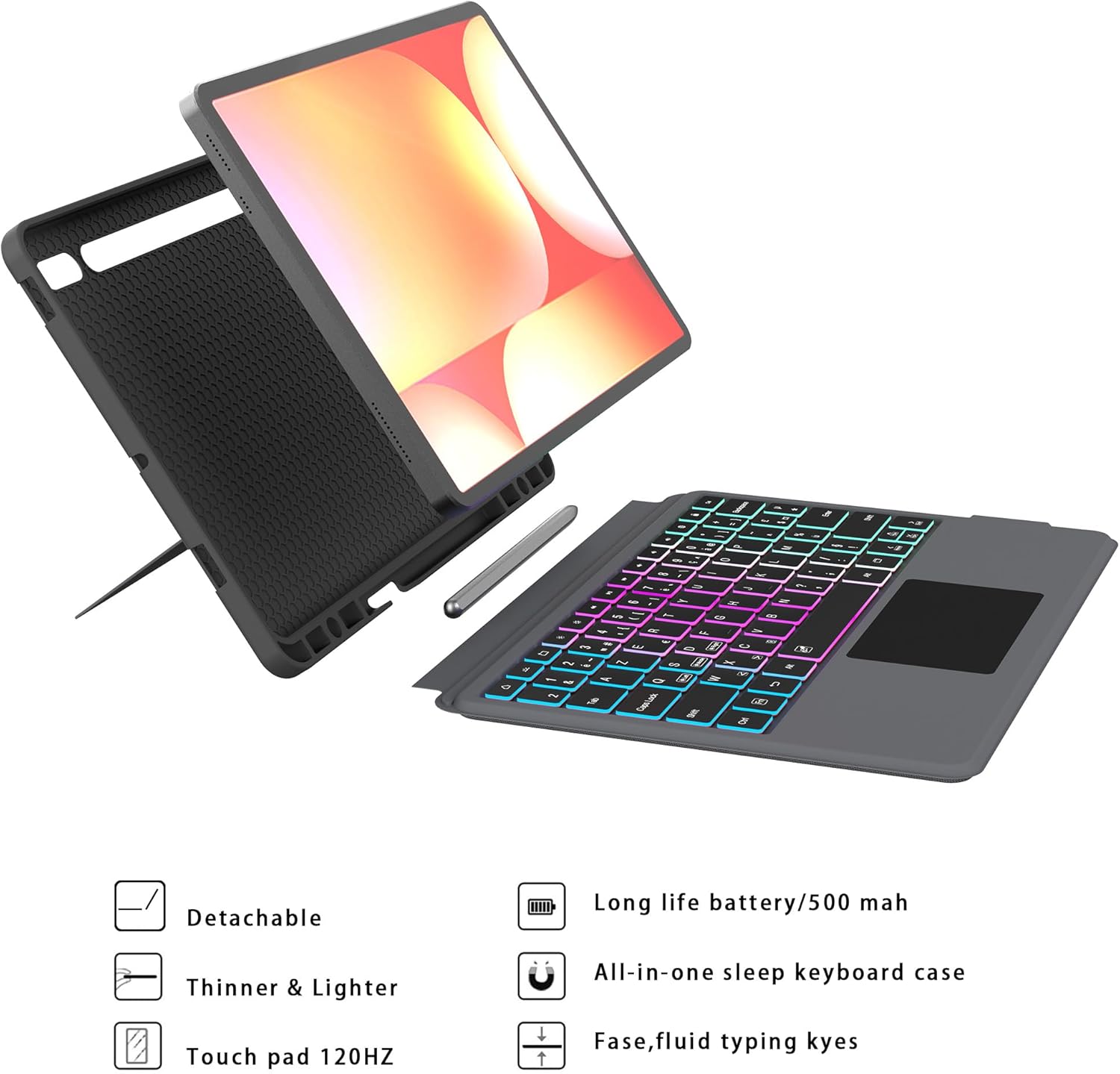 Vankeypad Custodia con Tastiera per Samsung Galaxy Tab S9 FE+ - immagine 2