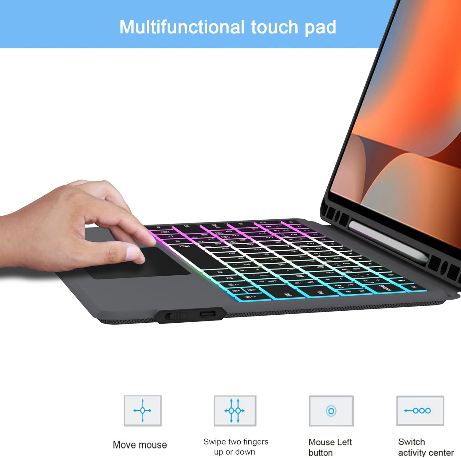 Vankeypad Custodia con Tastiera per Samsung Galaxy Tab S9 FE+ - immagine 5