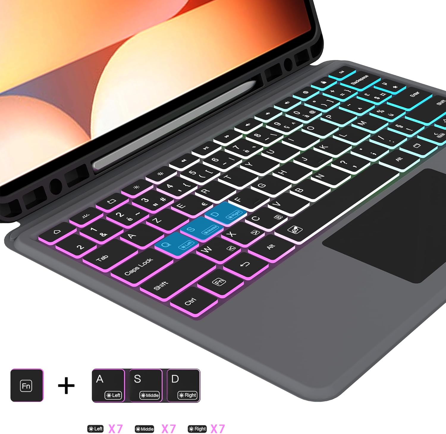 Vankeypad Custodia con Tastiera per Samsung Galaxy Tab S9 FE+ - immagine 8